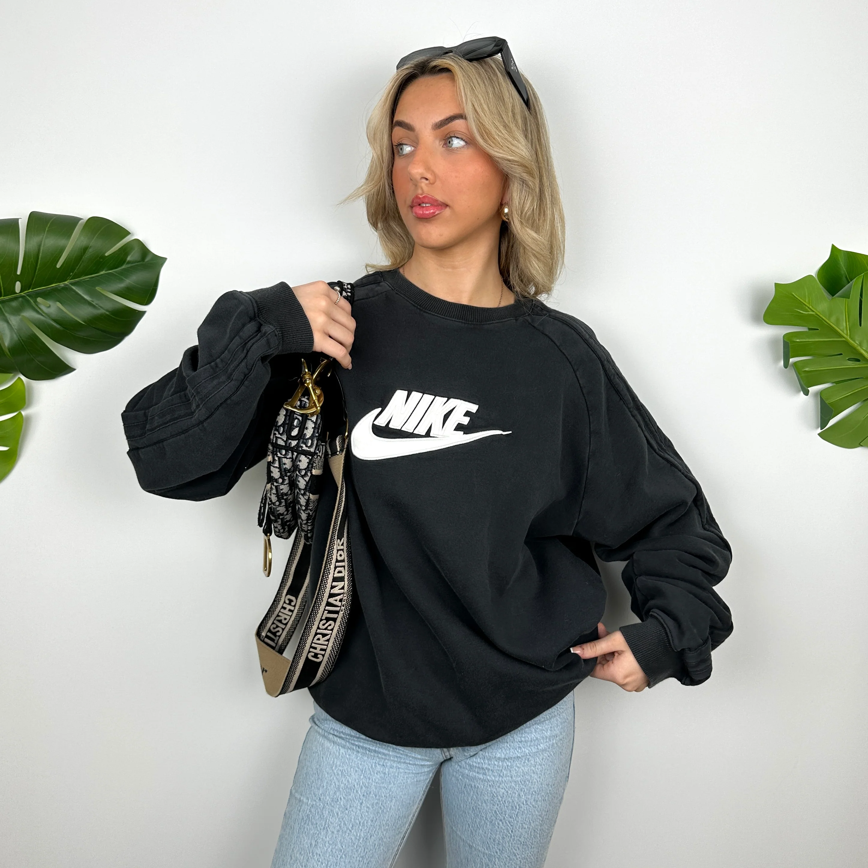 Nike Black Embroidered Spell Out Sweatshirt (XL) - Image 2