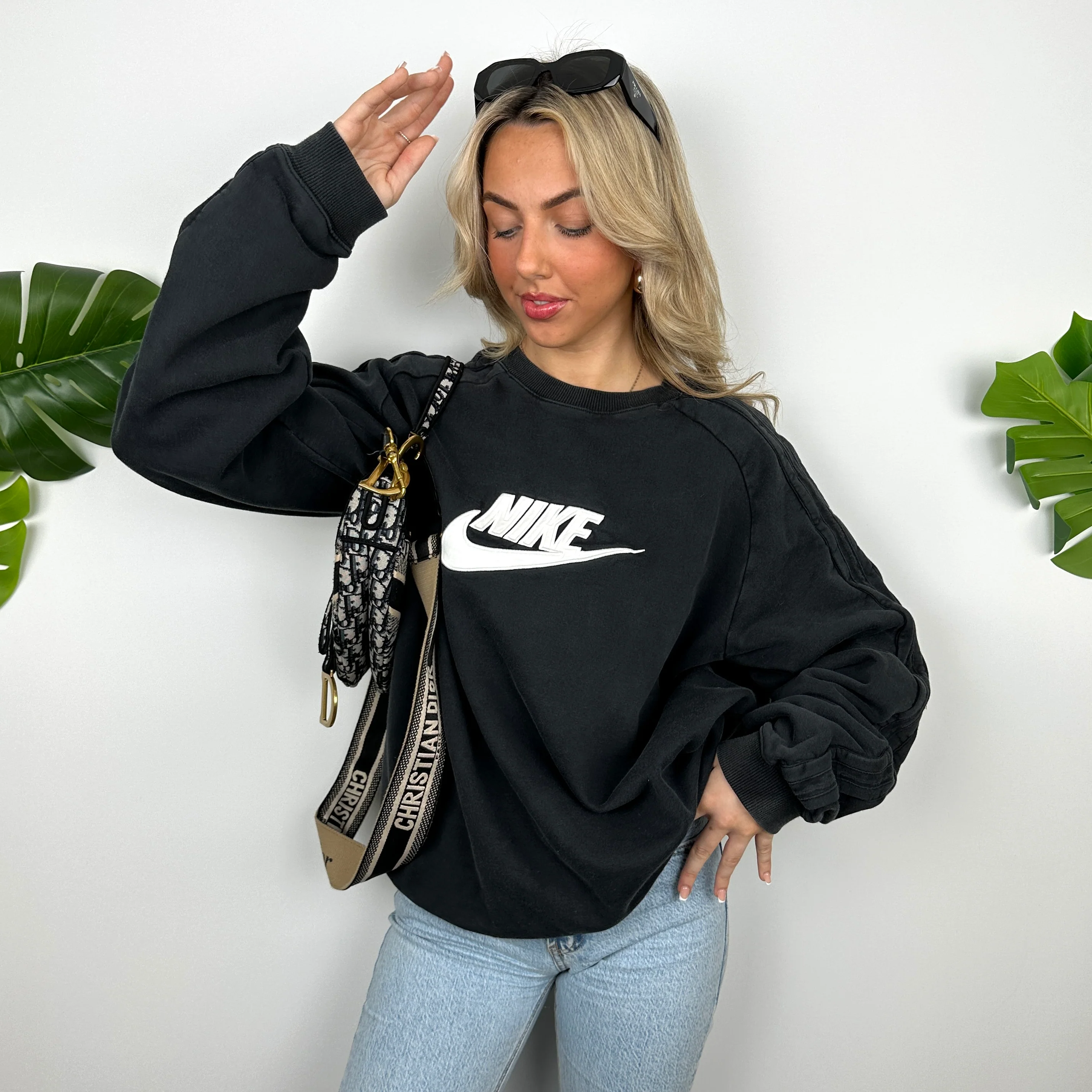 Nike Black Embroidered Spell Out Sweatshirt (XL) - Image 3