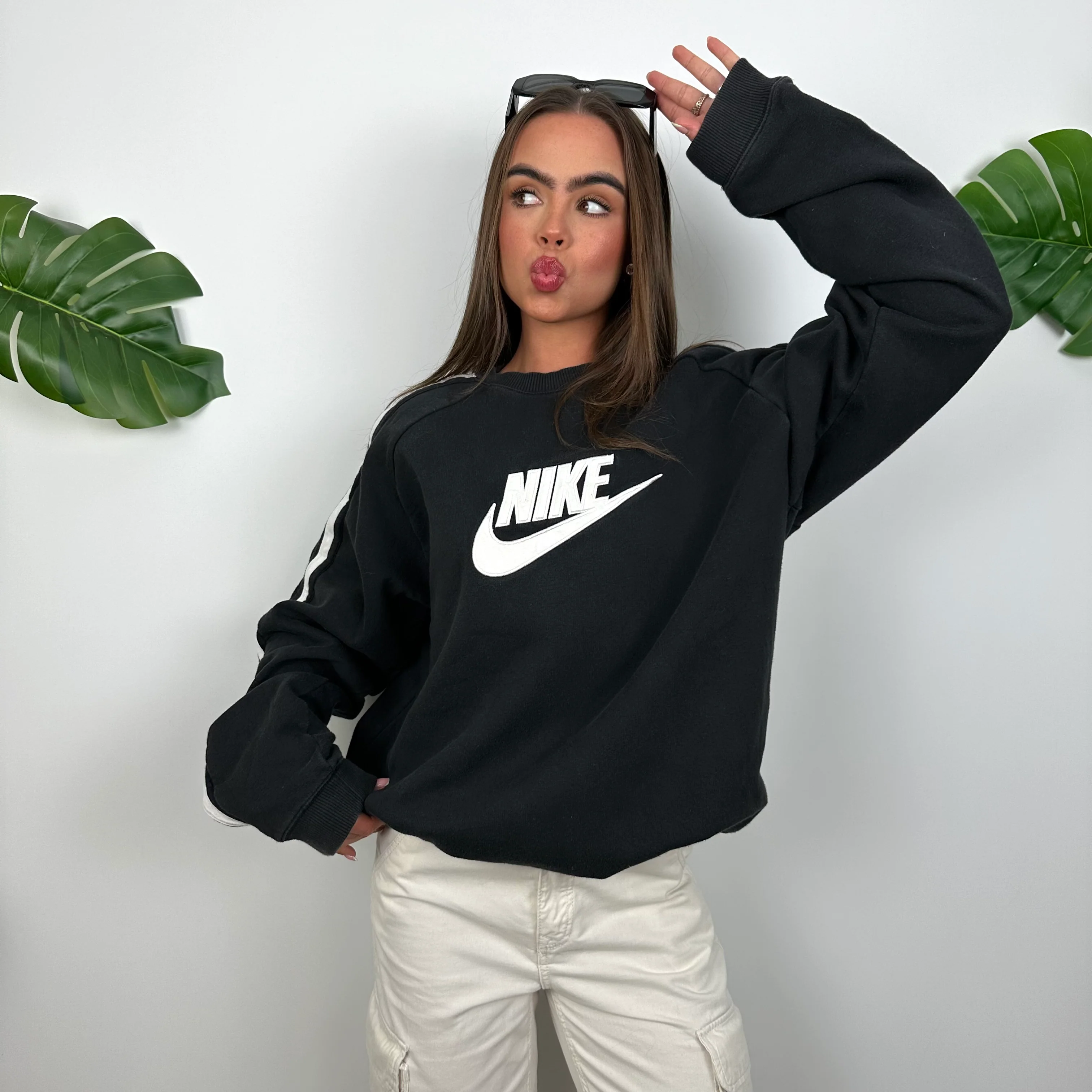 Nike Black Embroidered Spell Out Sweatshirt (L) - Image 2