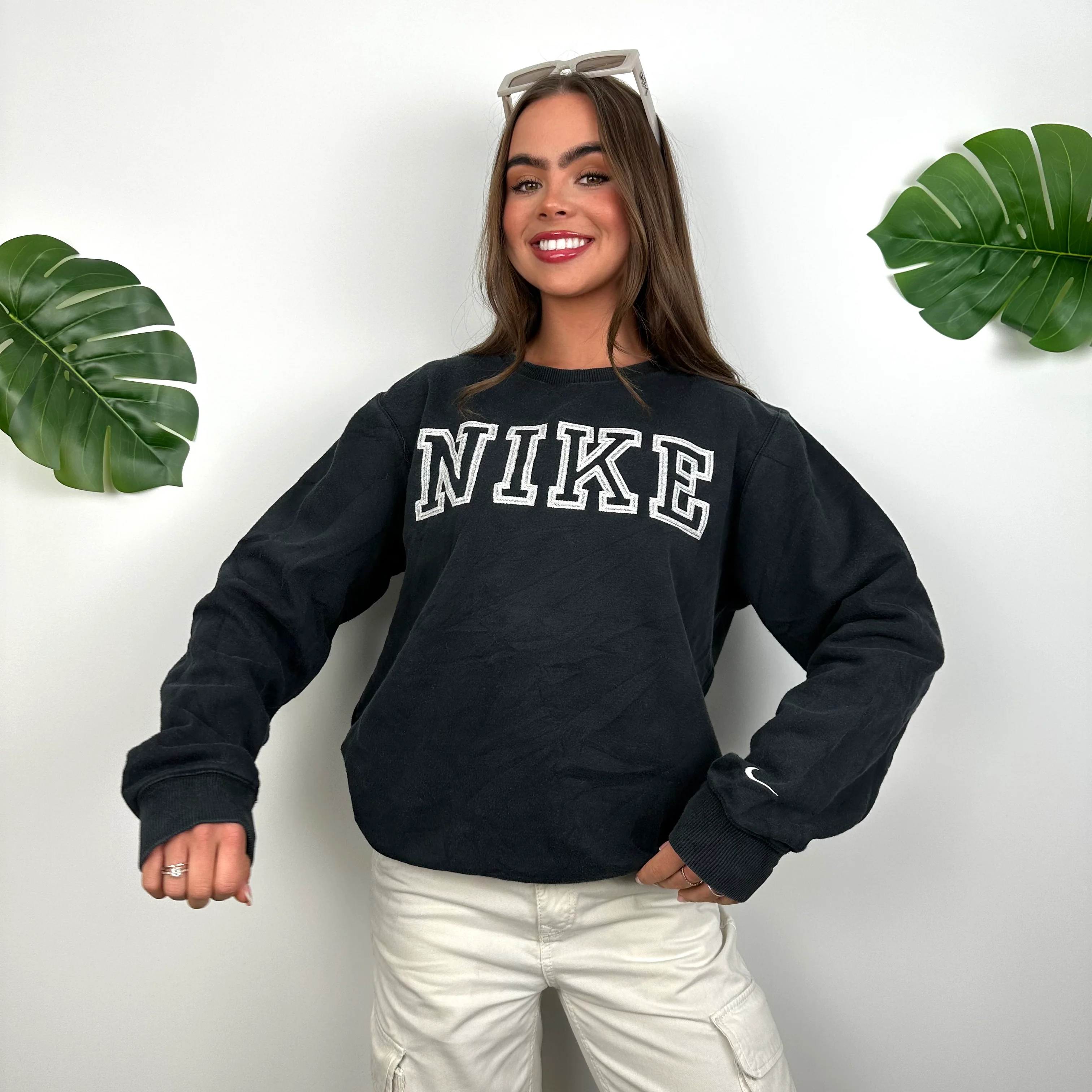 Nike Black Embroidered Spell Out Sweatshirt (S) - Image 4