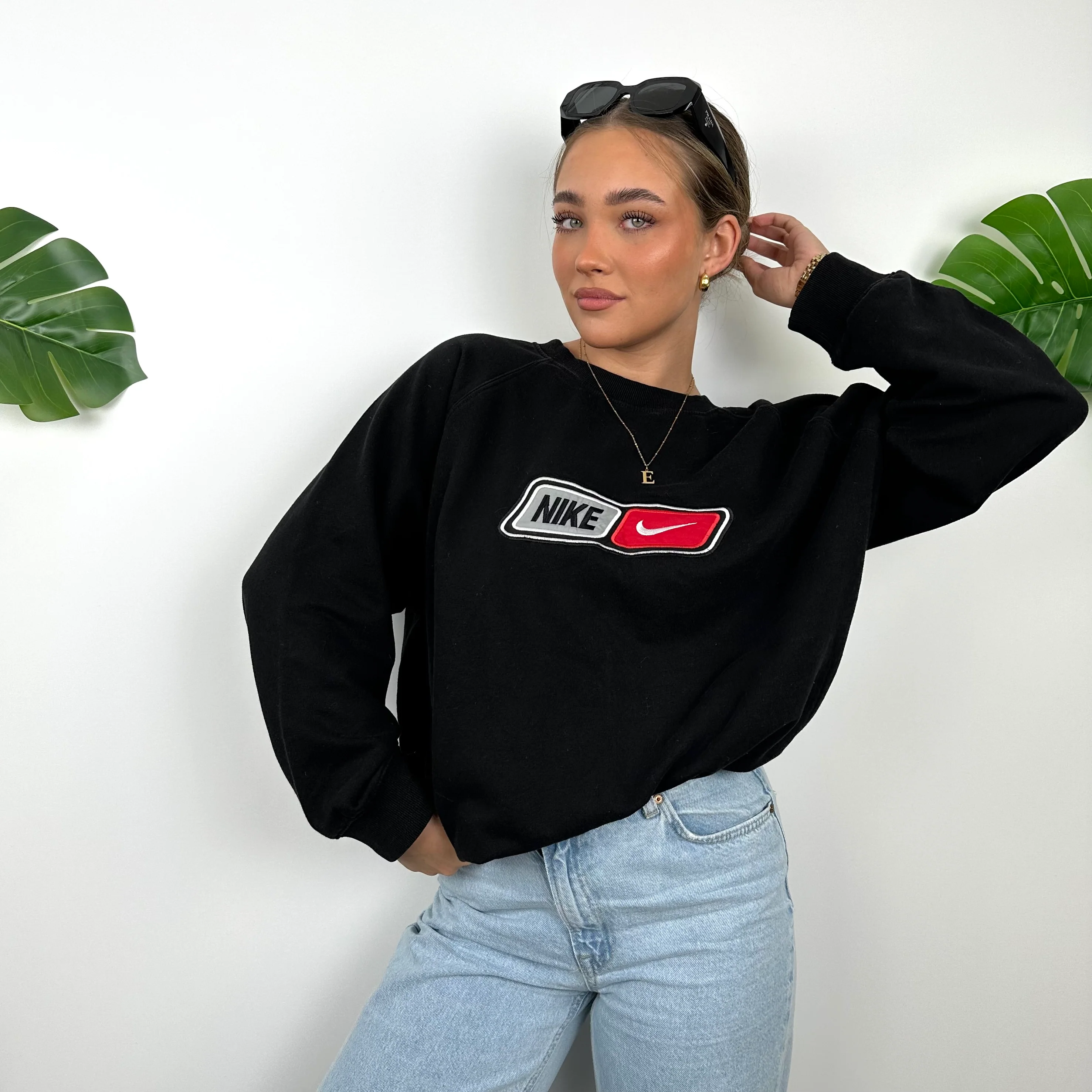 Nike Black Embroidered Spell Out Sweatshirt (L) - Image 2