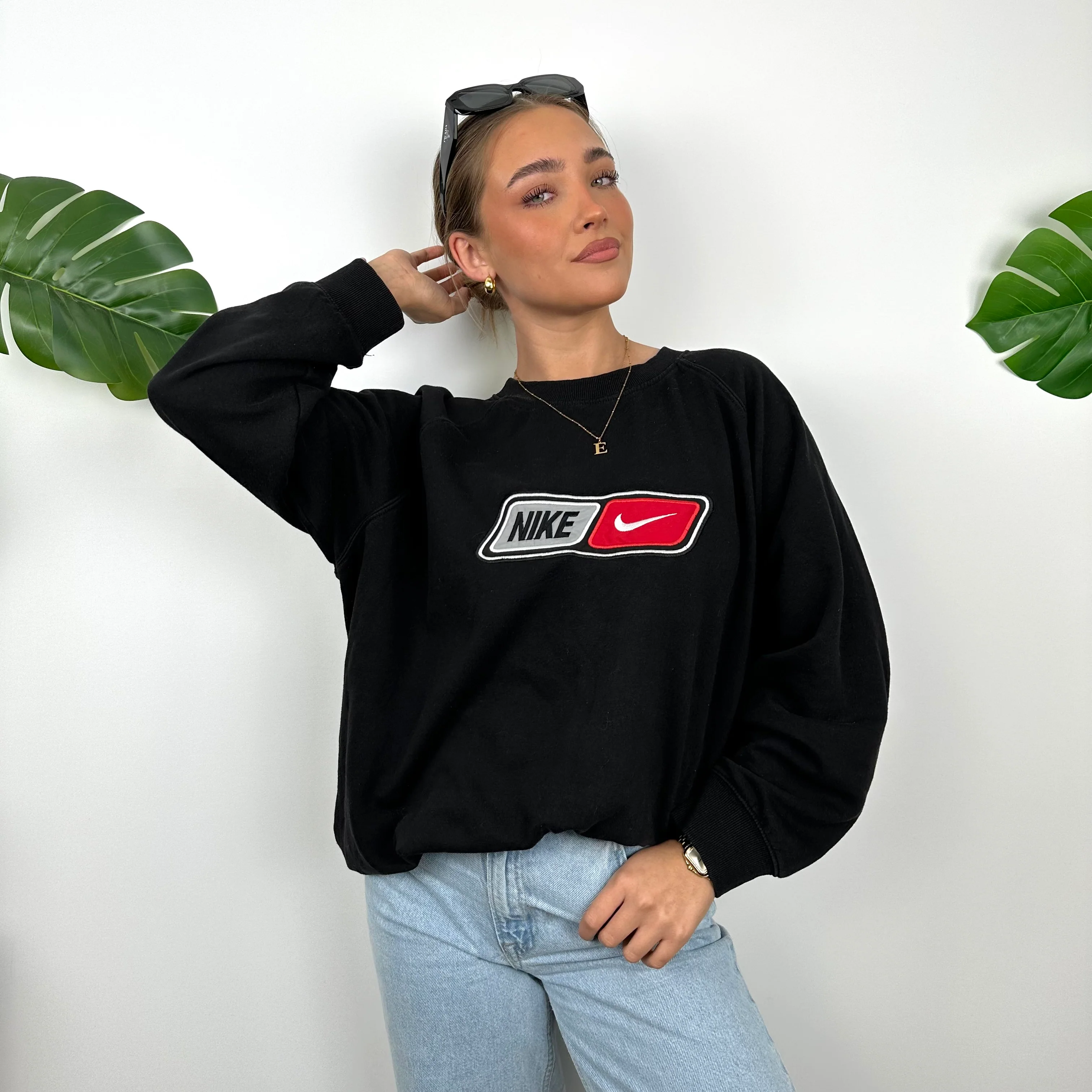 Nike Black Embroidered Spell Out Sweatshirt (L) - Image 3