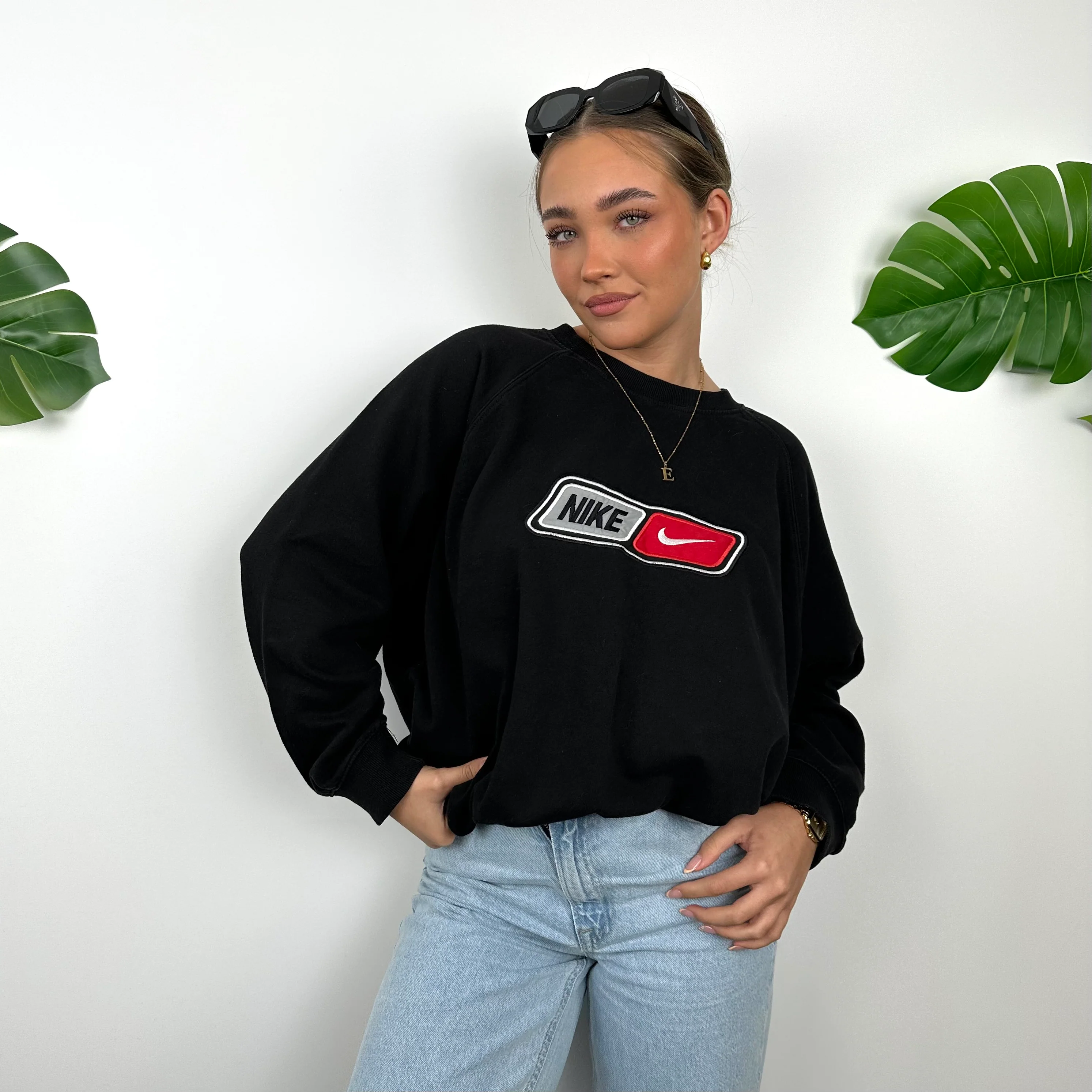 Nike Black Embroidered Spell Out Sweatshirt (L) - Image 4