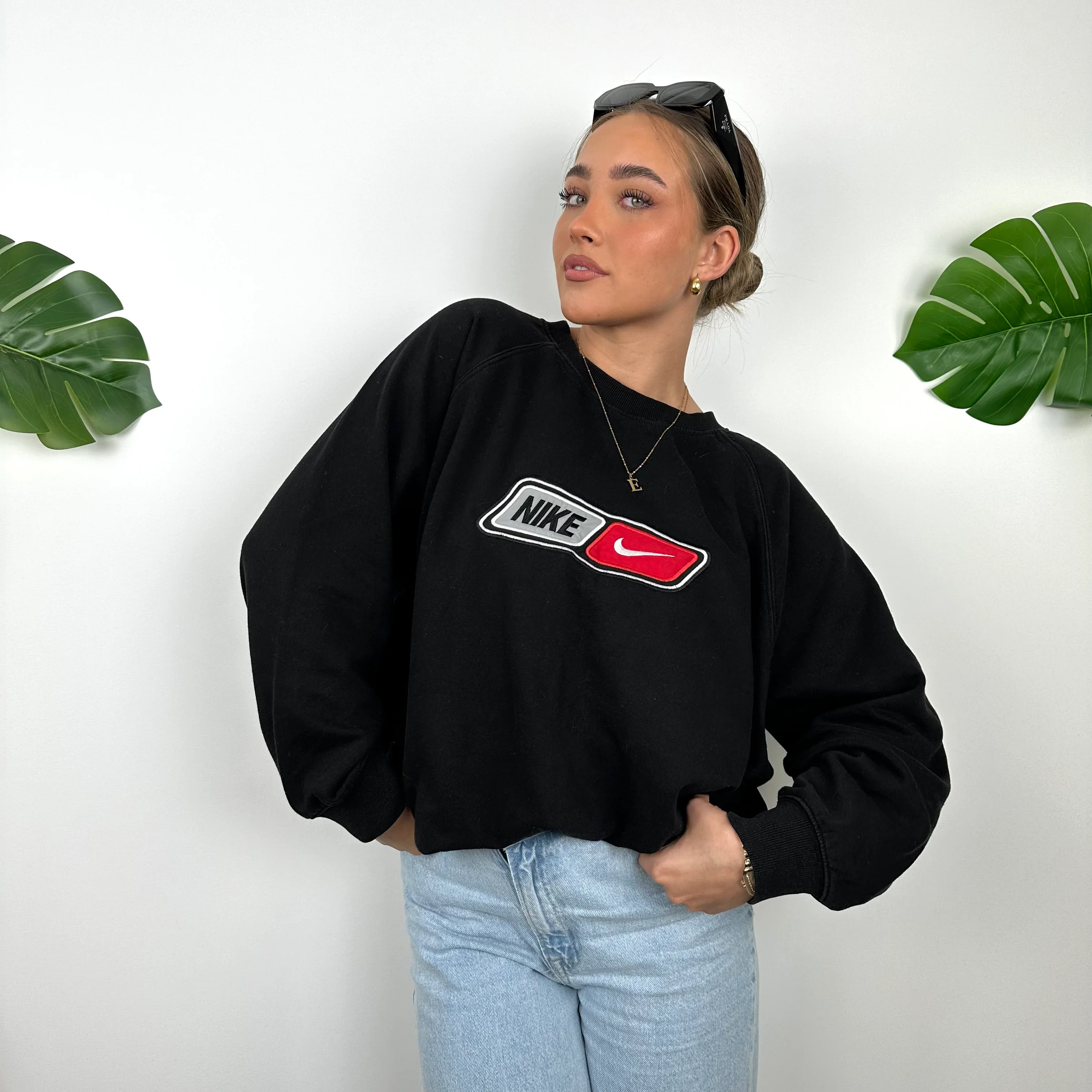 Nike Black Embroidered Spell Out Sweatshirt (L) - Image 5