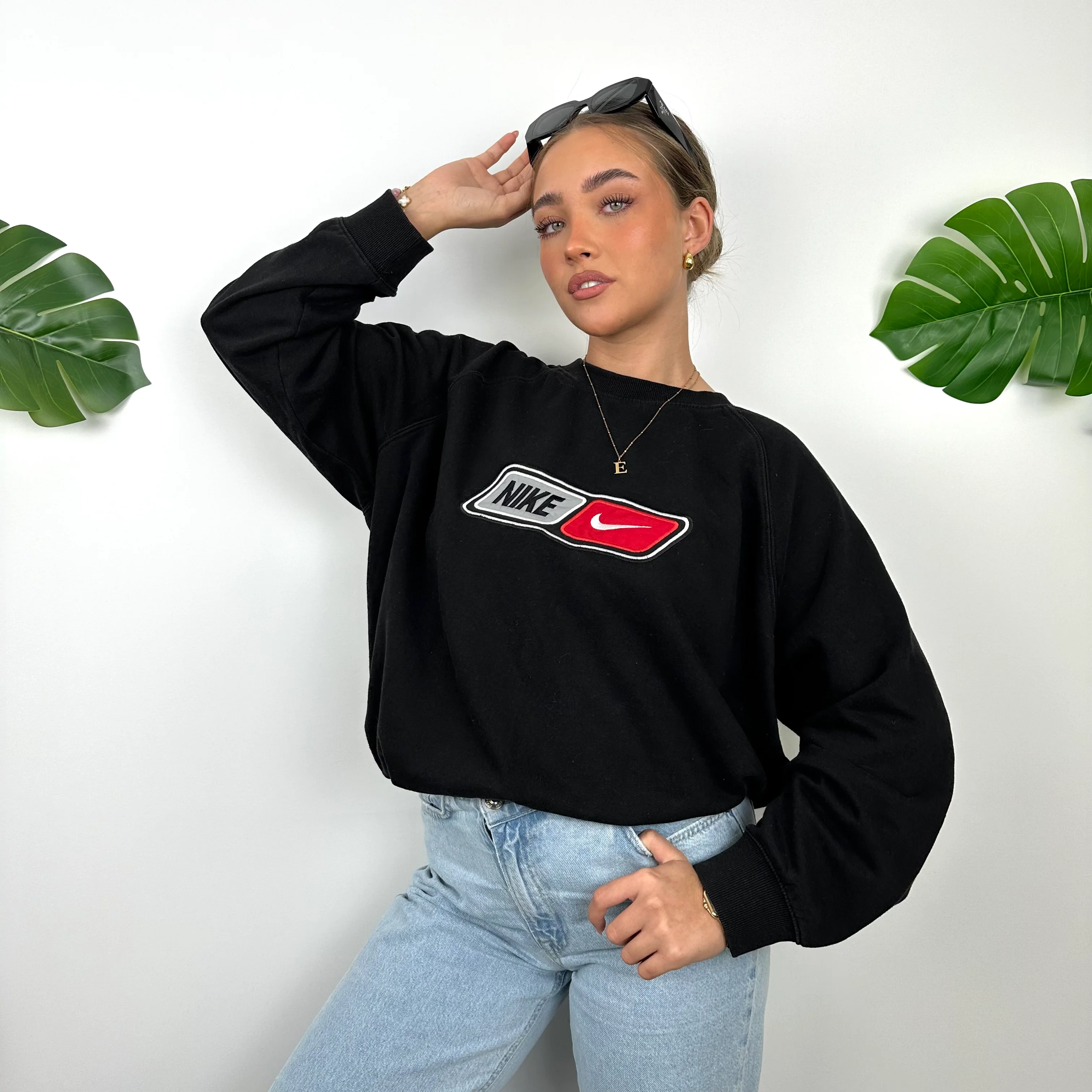 Nike Black Embroidered Spell Out Sweatshirt (L) - Image 8