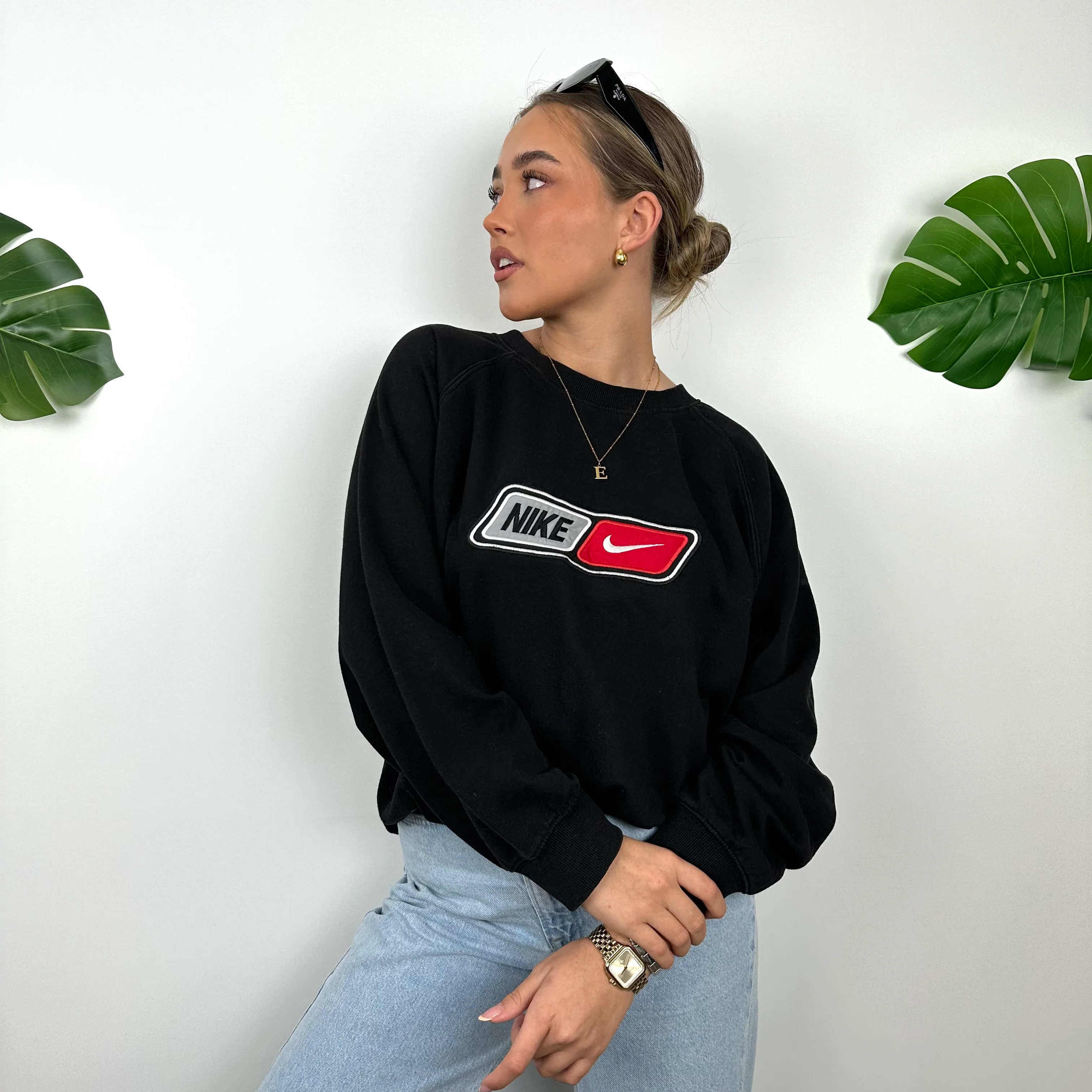 Nike Black Embroidered Spell Out Sweatshirt (L) - Image 9