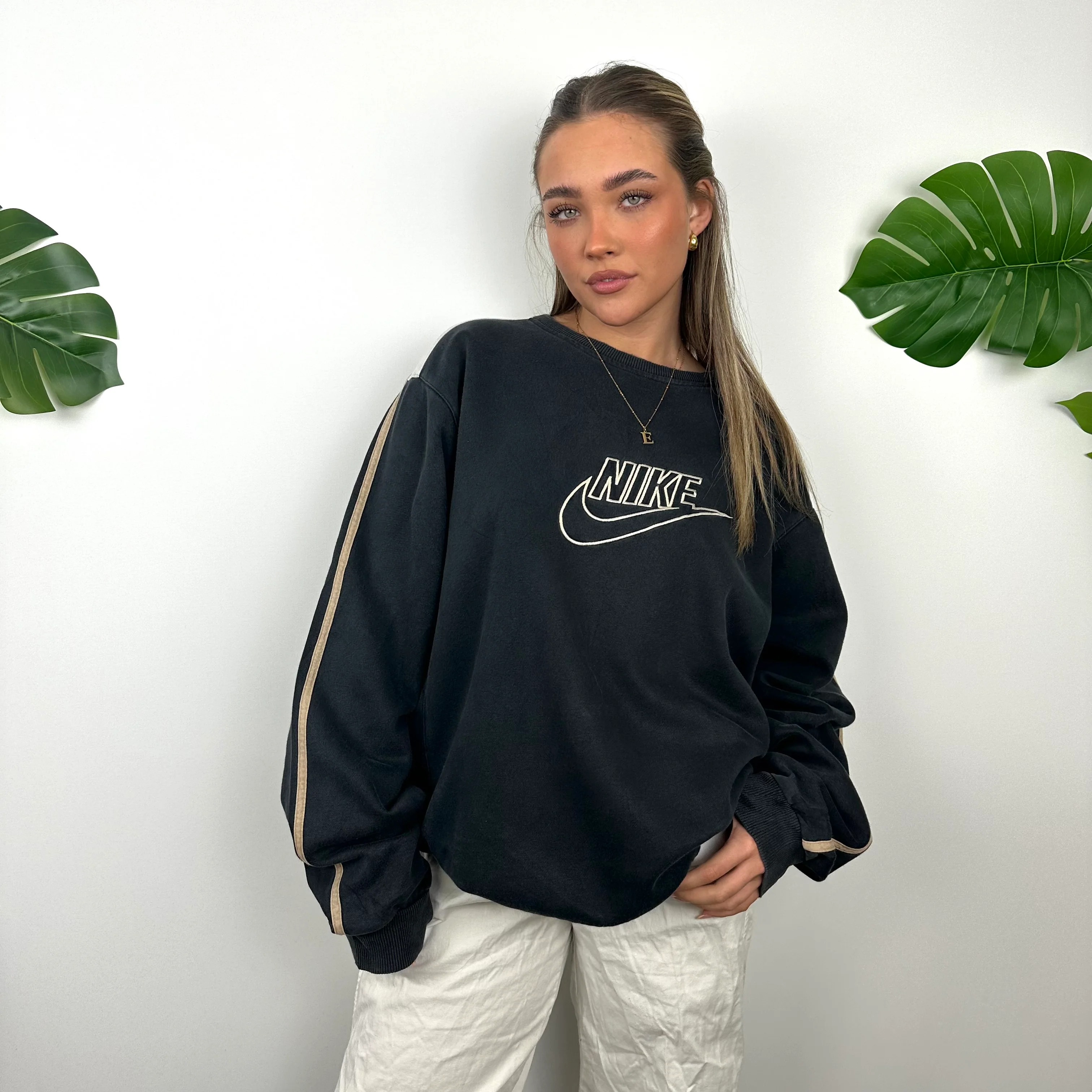 Nike Black Embroidered Spell Out Sweatshirt (XL) - Image 3