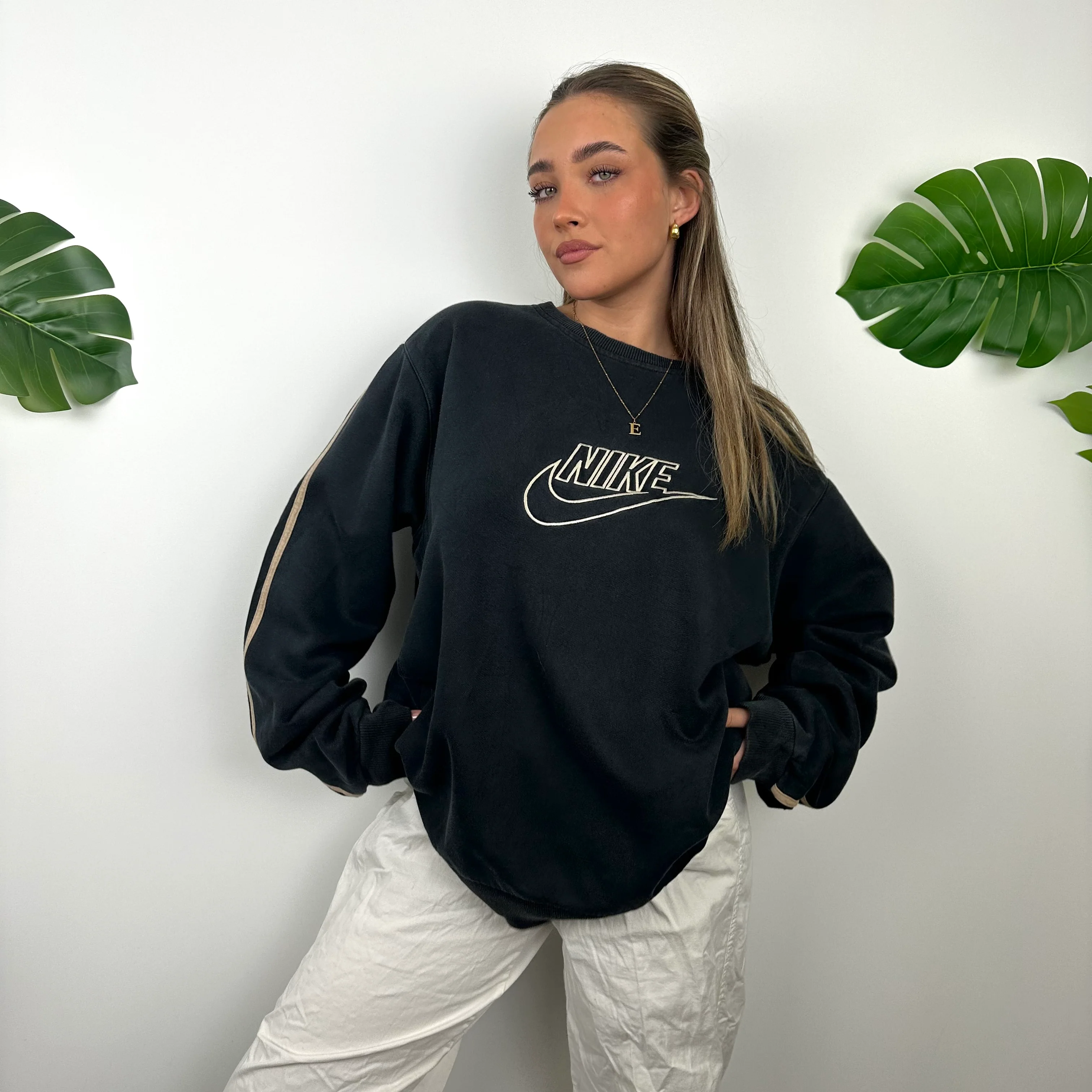 Nike Black Embroidered Spell Out Sweatshirt (XL) - Image 8