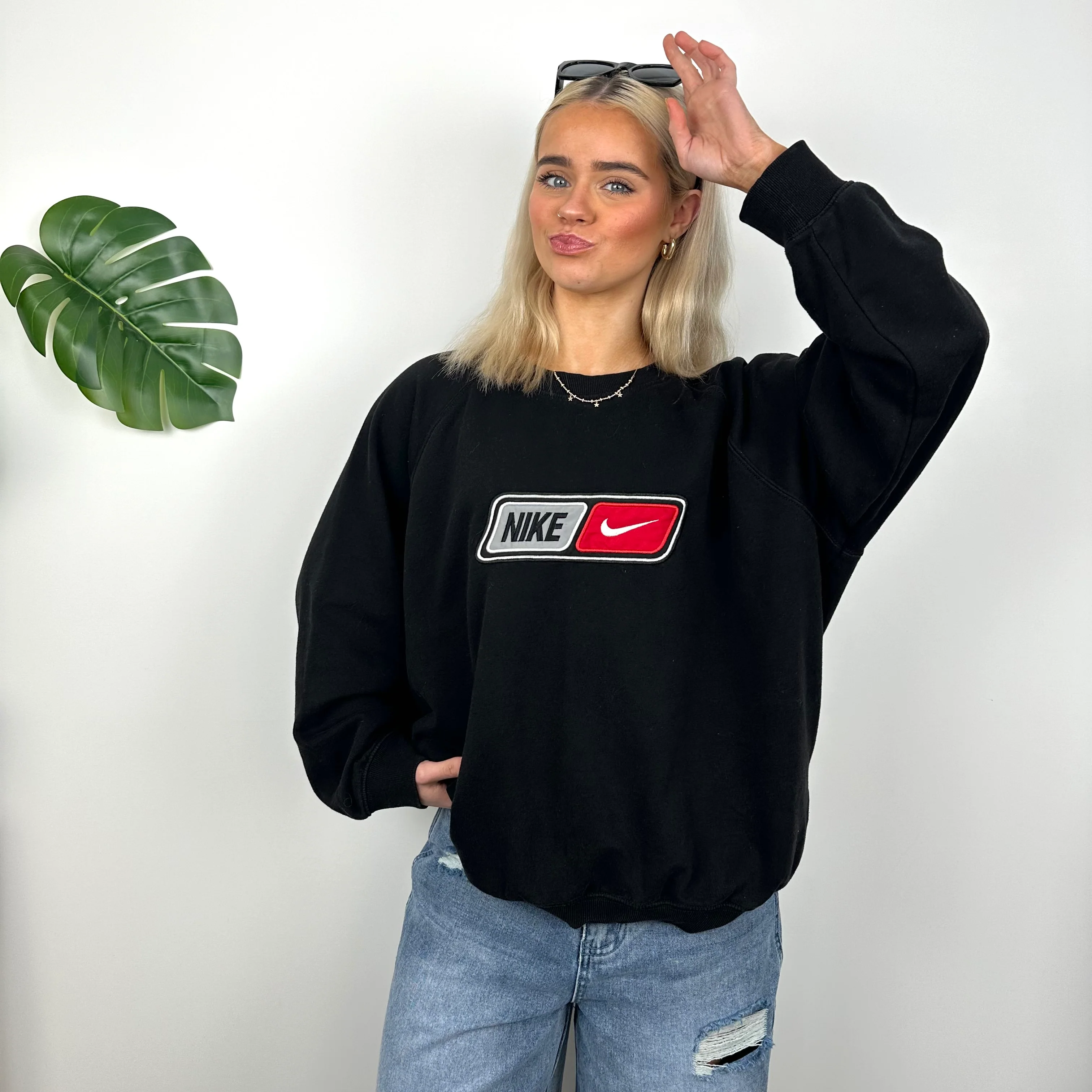 Nike Black Embroidered Spell Out Sweatshirt (L)