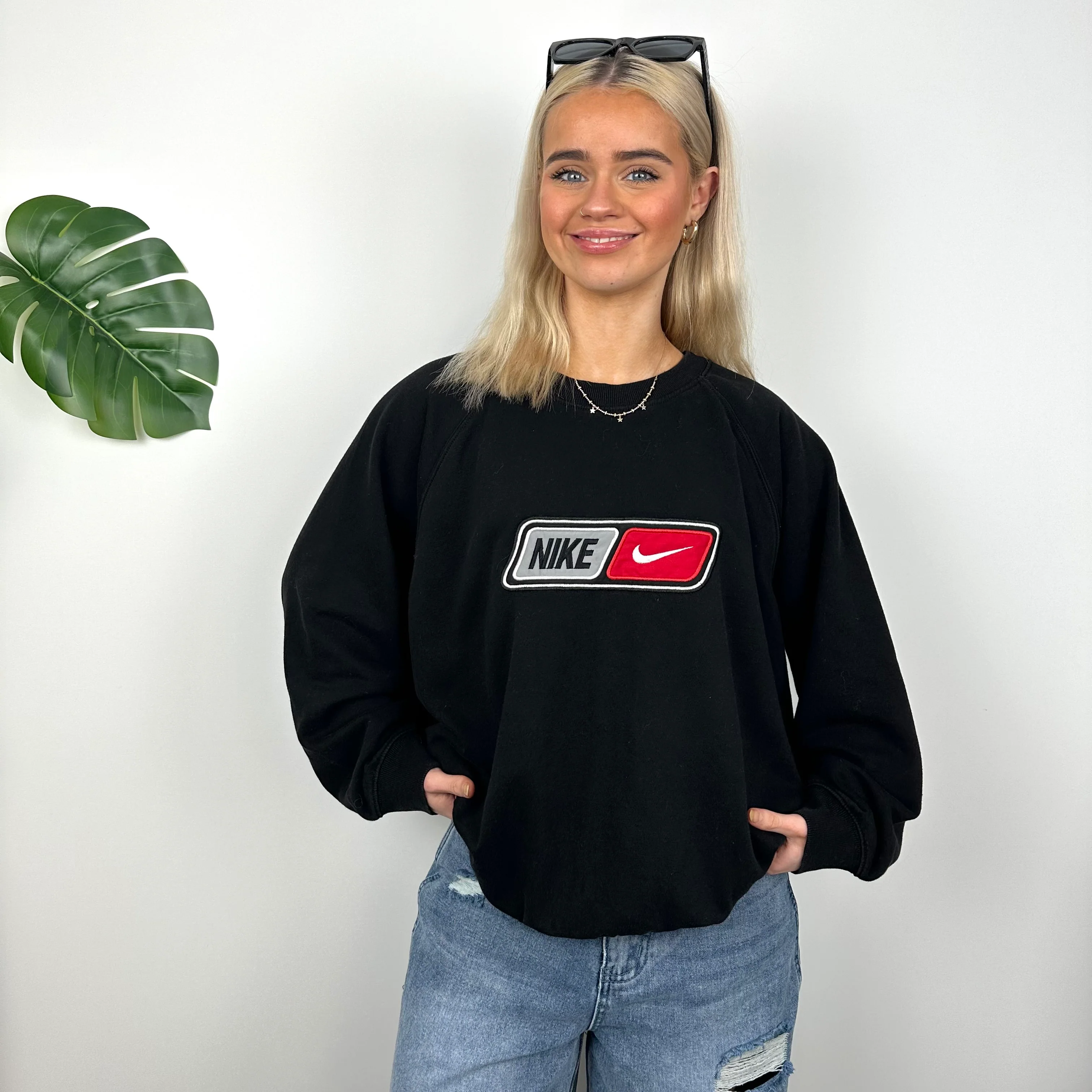 Nike Black Embroidered Spell Out Sweatshirt (L) - Image 2