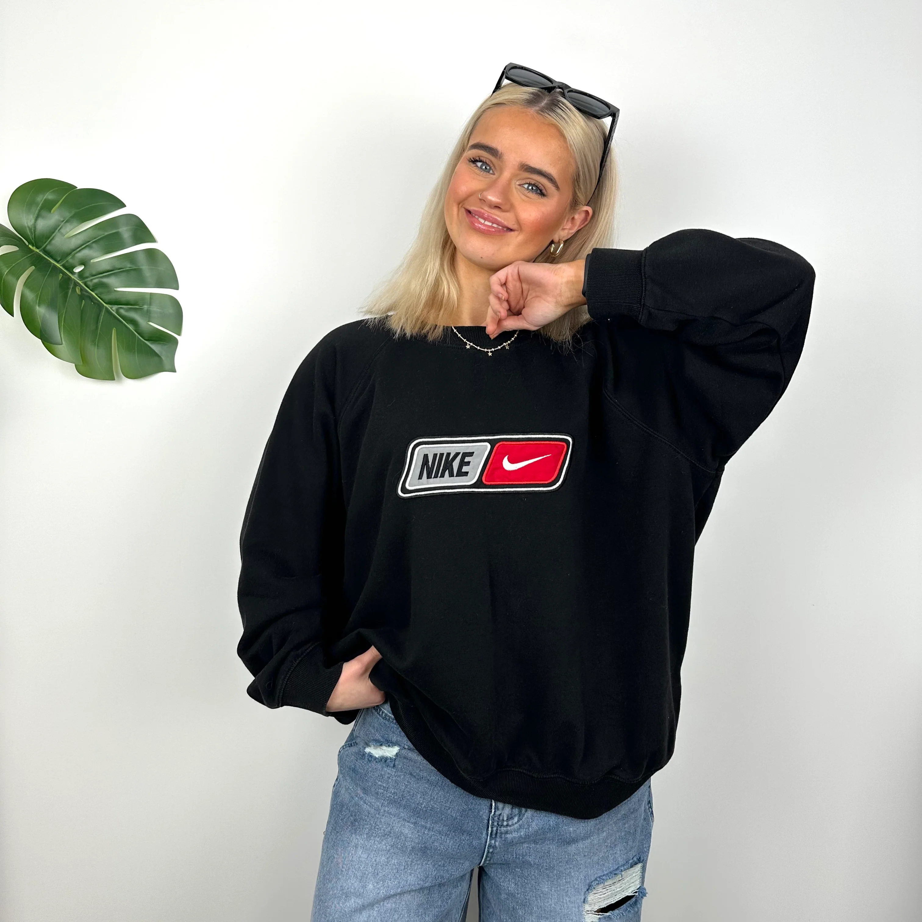 Nike Black Embroidered Spell Out Sweatshirt (L) - Image 3