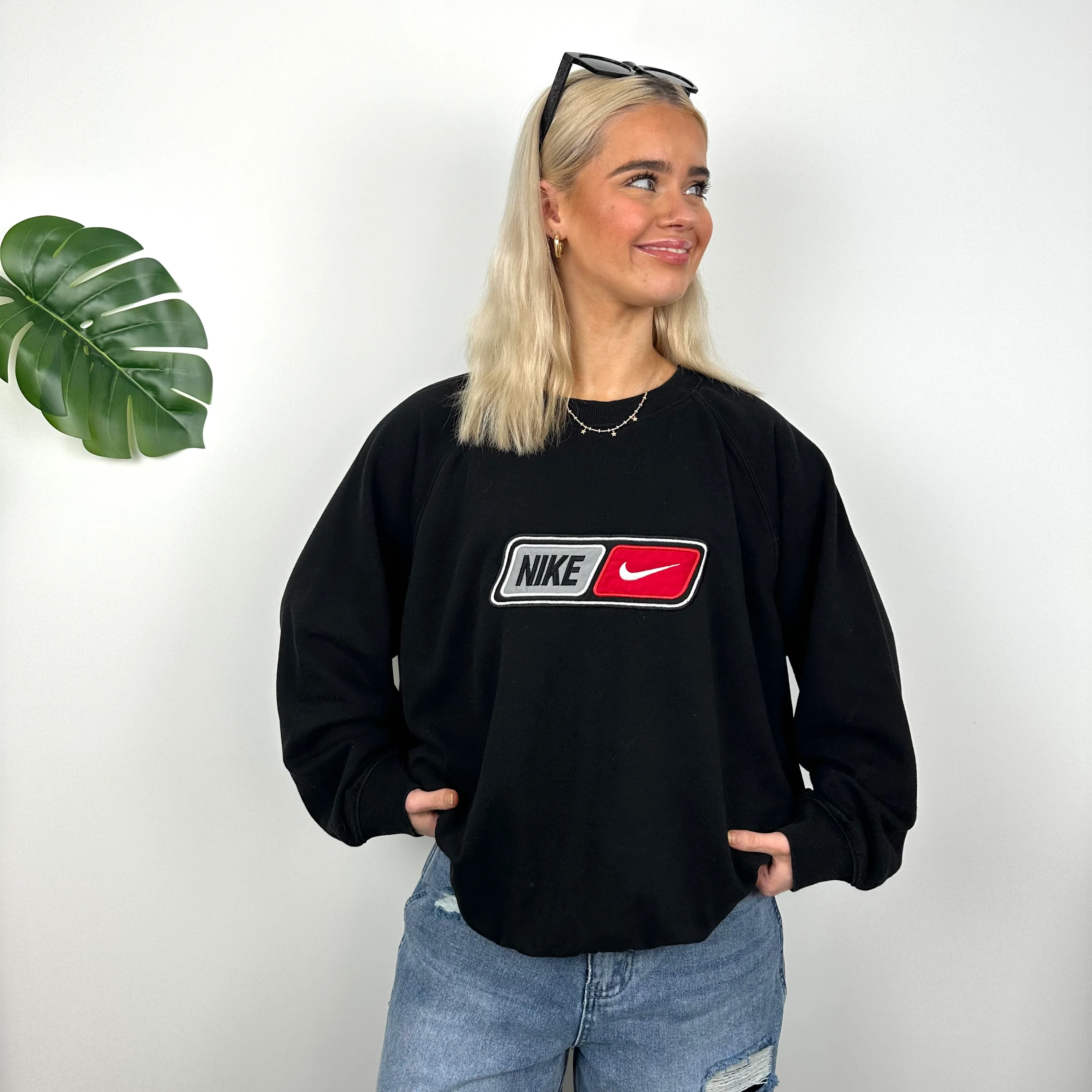 Nike Black Embroidered Spell Out Sweatshirt (L) - Image 4