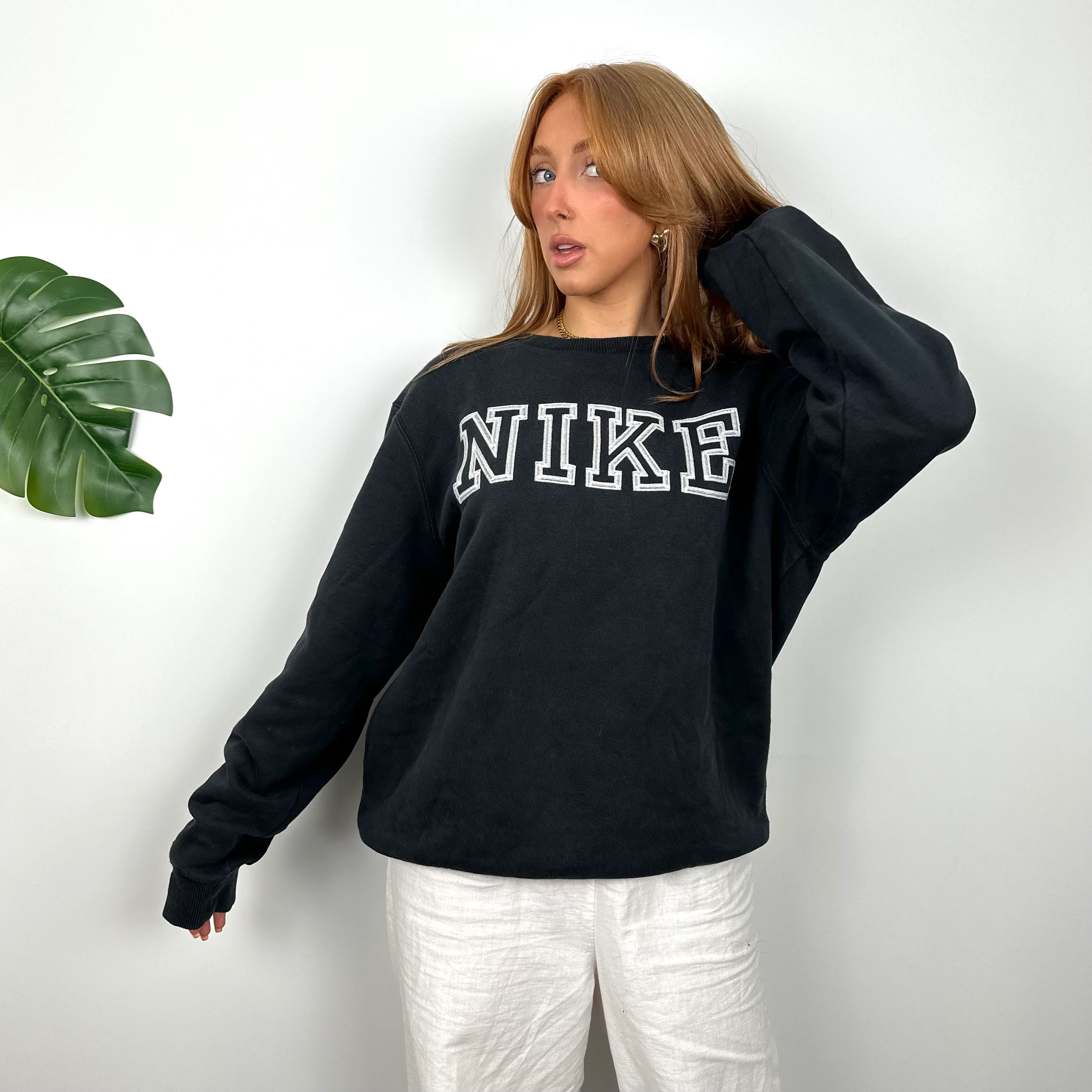 Nike Black Embroidered Spell Out Sweatshirt (L) - Image 2