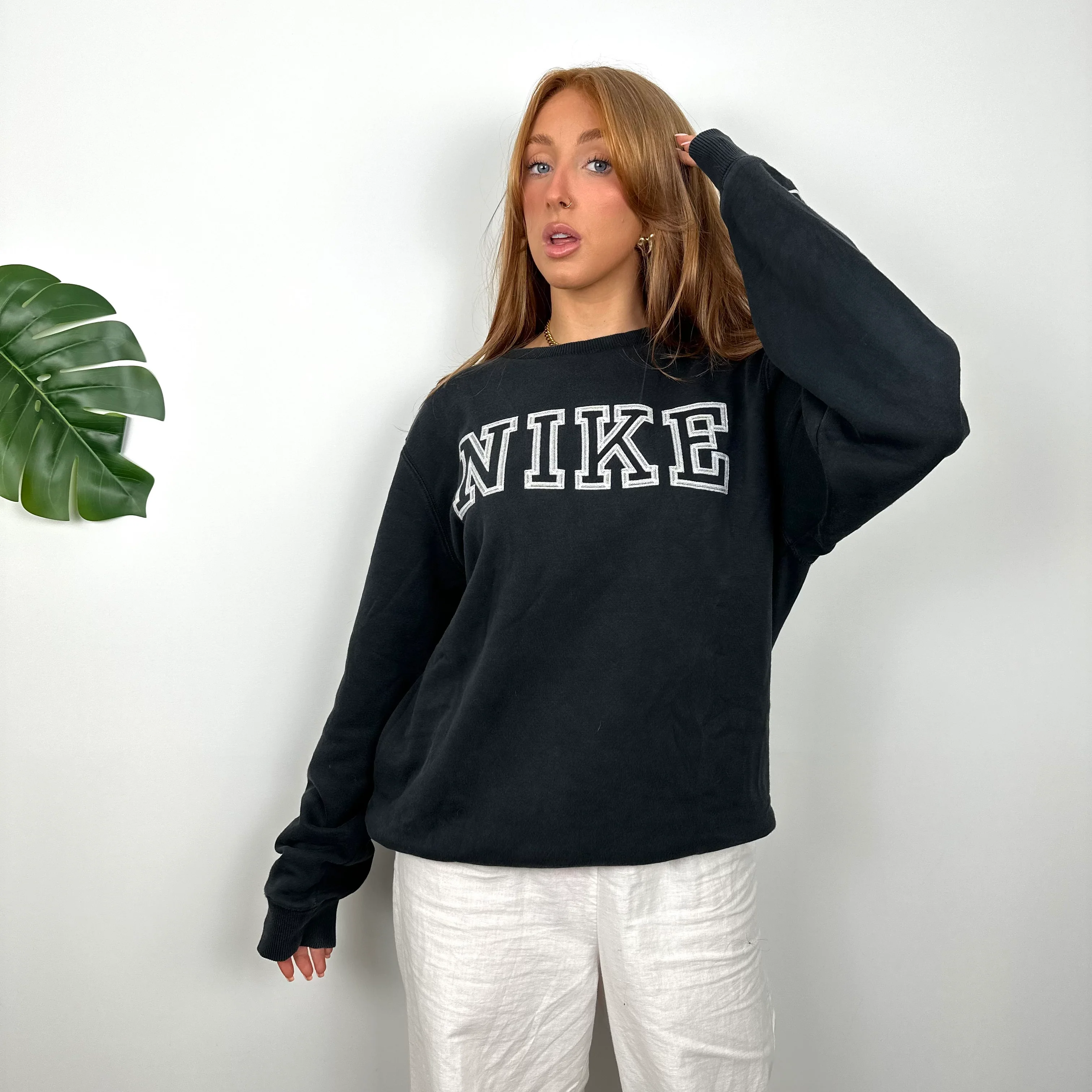 Nike Black Embroidered Spell Out Sweatshirt (L) - Image 3