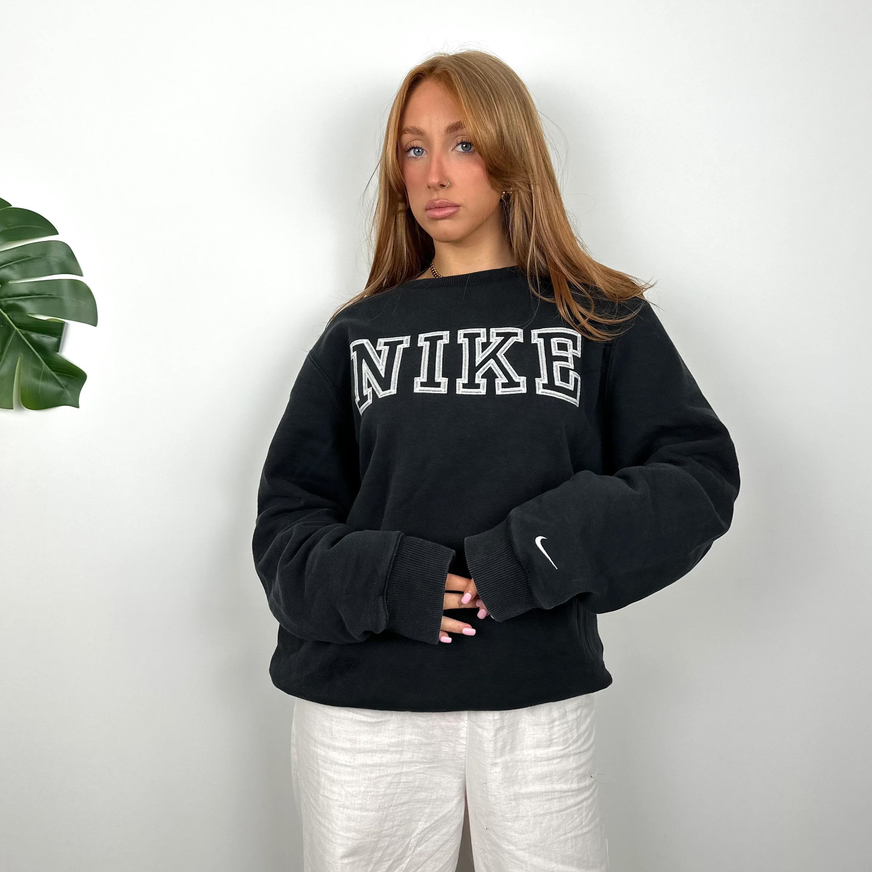 Nike Black Embroidered Spell Out Sweatshirt (L) - Image 4