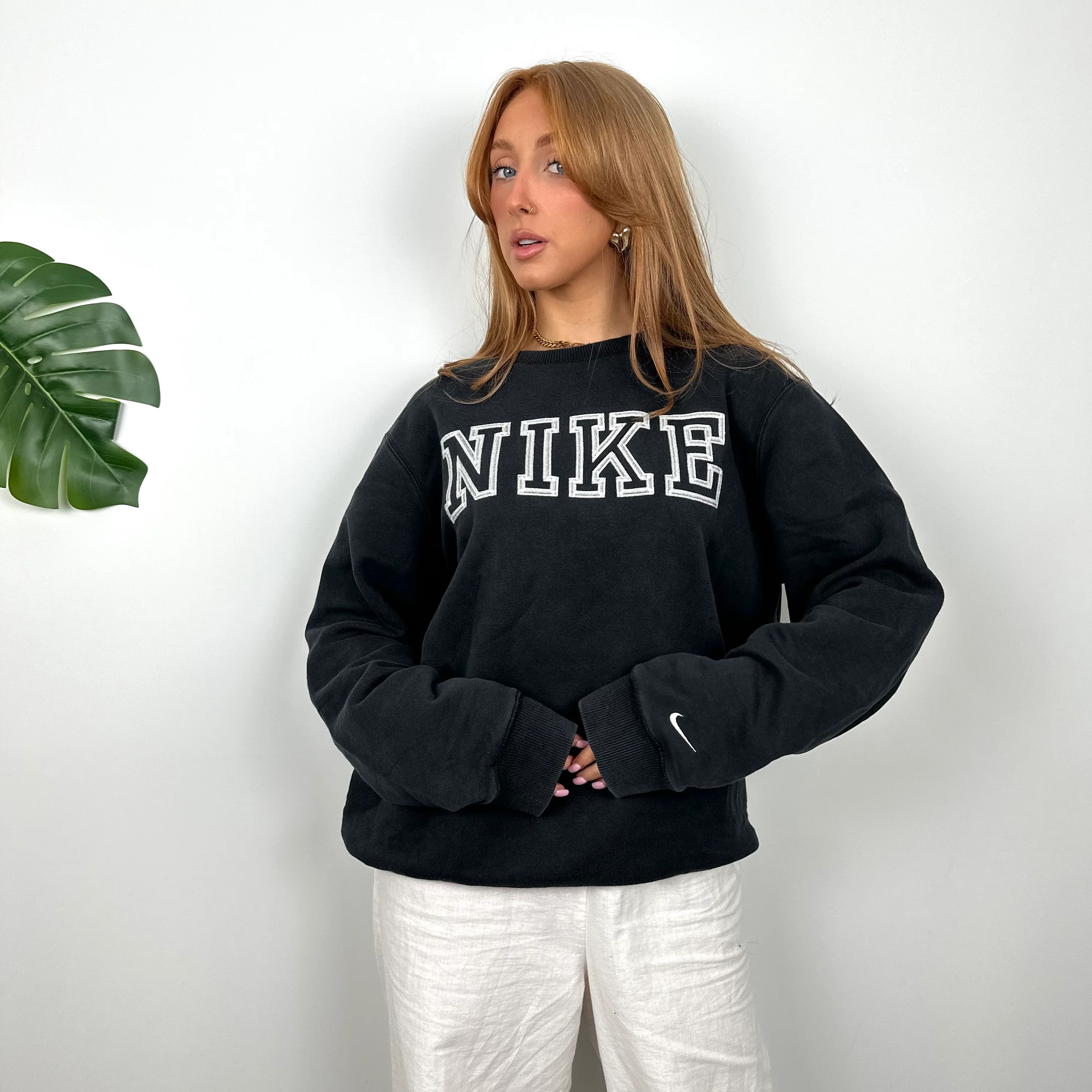 Nike Black Embroidered Spell Out Sweatshirt (L) - Image 5