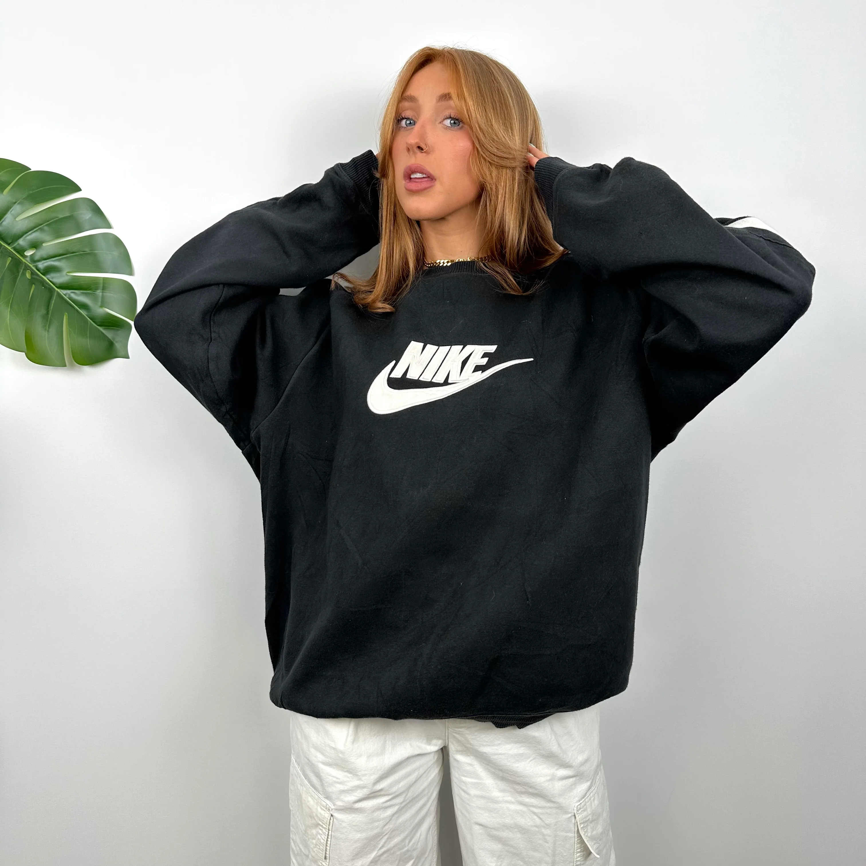 Nike Black Embroidered Spell Out Sweatshirt (L) - Image 2