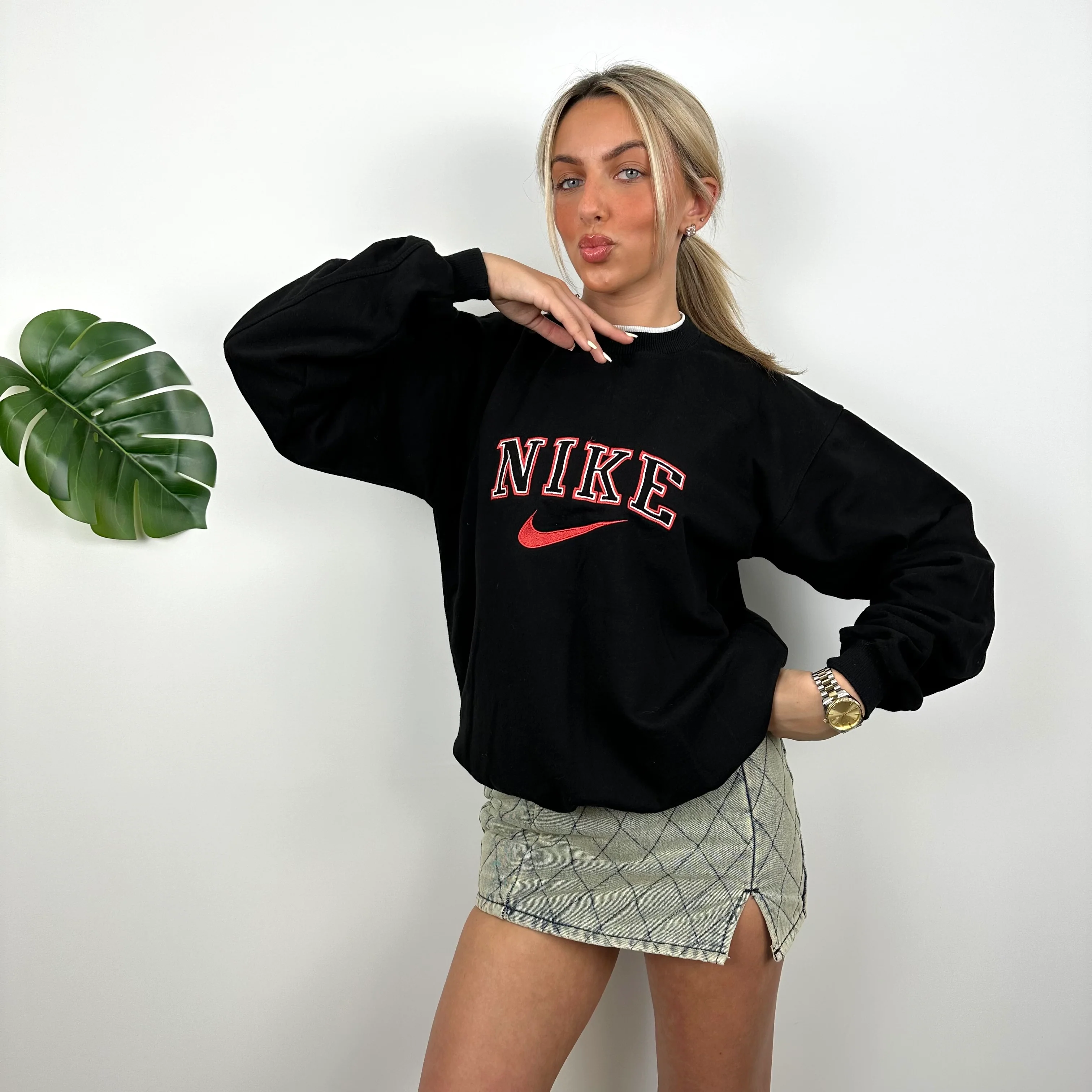 Nike Black Embroidered Spell Out Sweatshirt (S) - Image 3