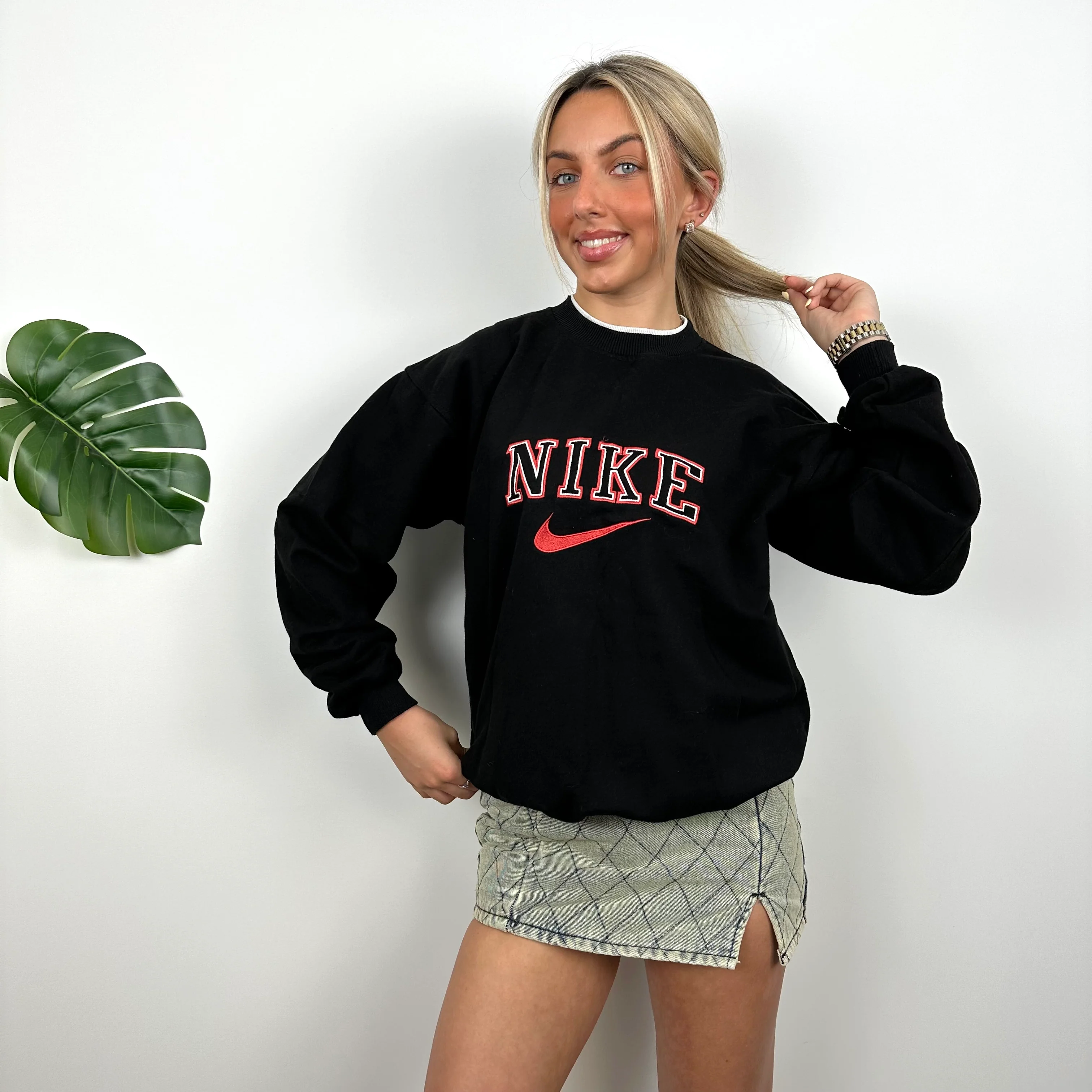 Nike Black Embroidered Spell Out Sweatshirt (S) - Image 5