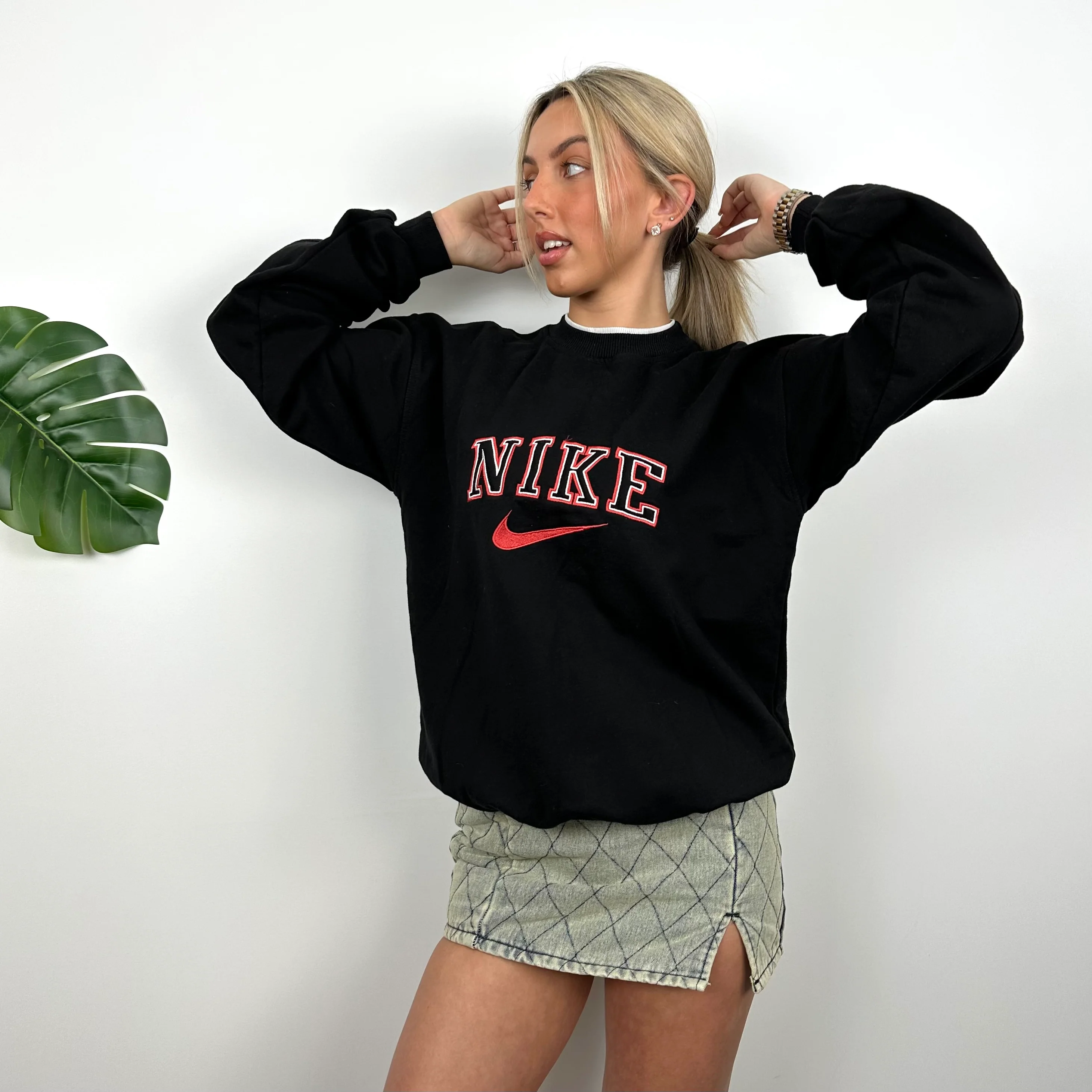Nike Black Embroidered Spell Out Sweatshirt (S) - Image 6