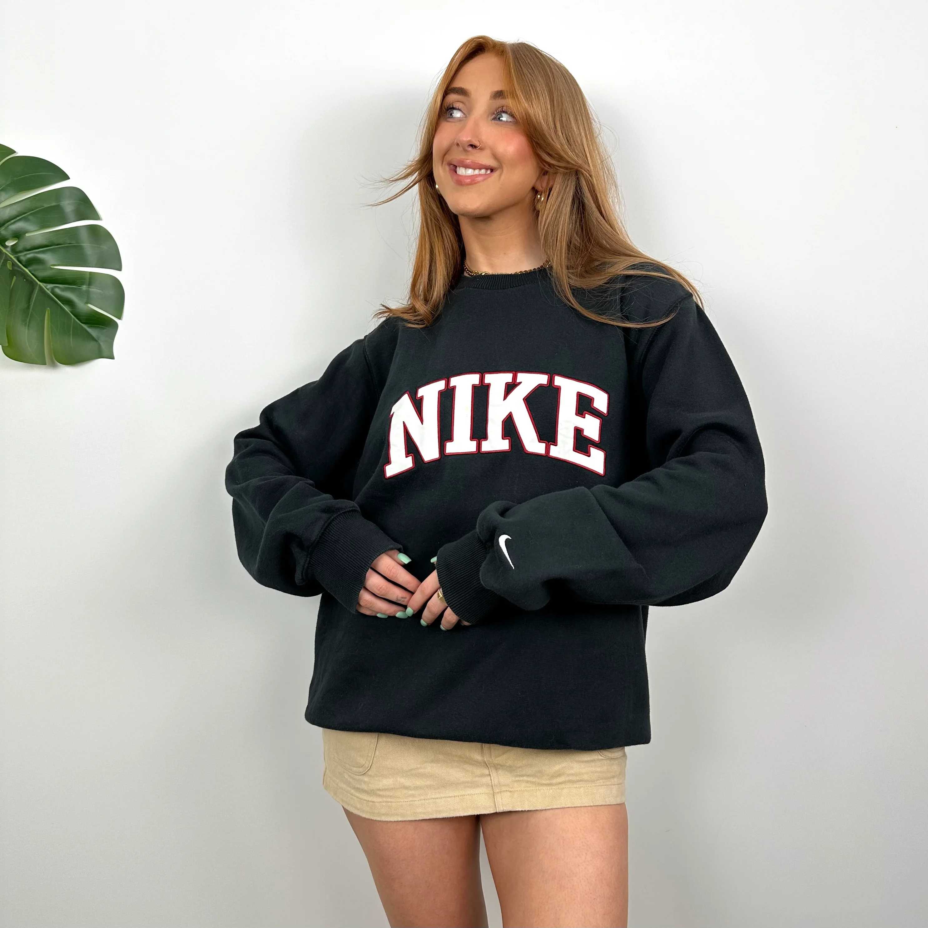 Nike Black Embroidered Spell Out Sweatshirt (M) - Image 3