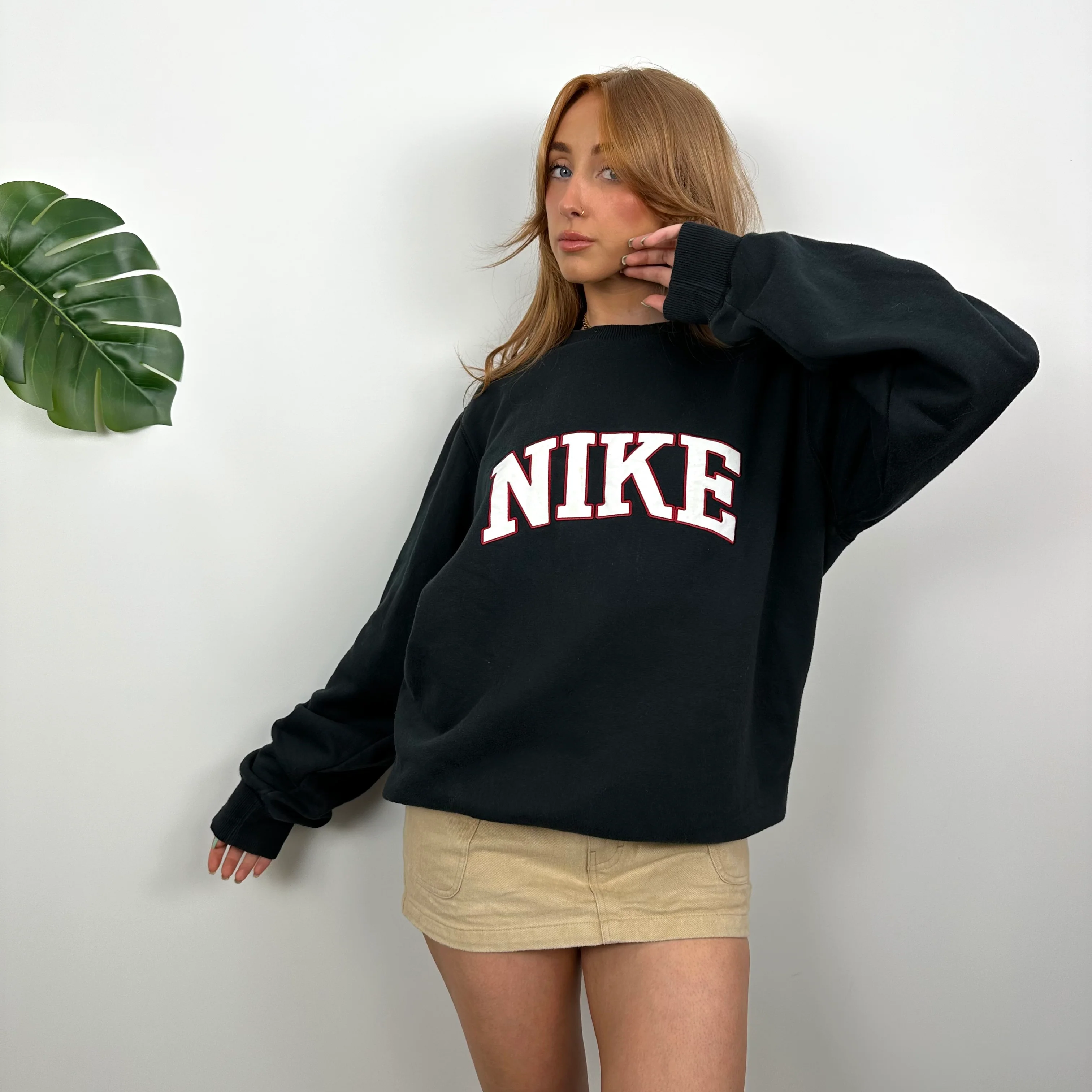 Nike Black Embroidered Spell Out Sweatshirt (M) - Image 4