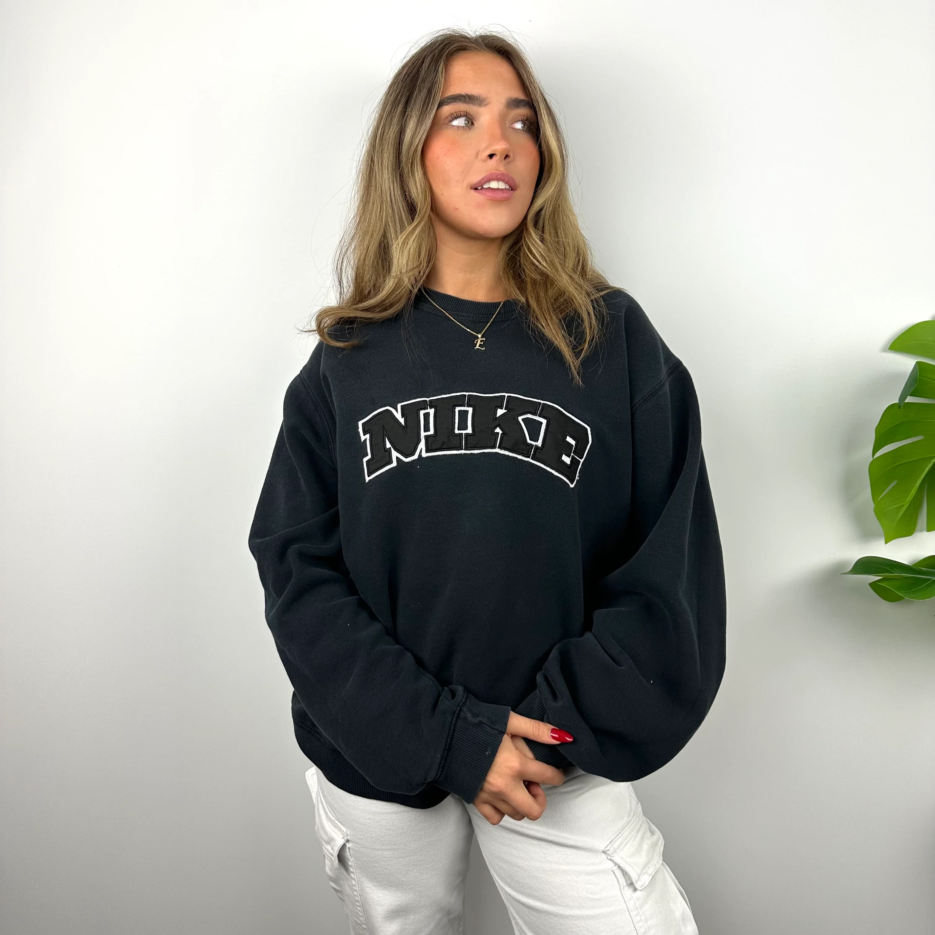 Nike Black Embroidered Spell Out Sweatshirt (L) - Image 2