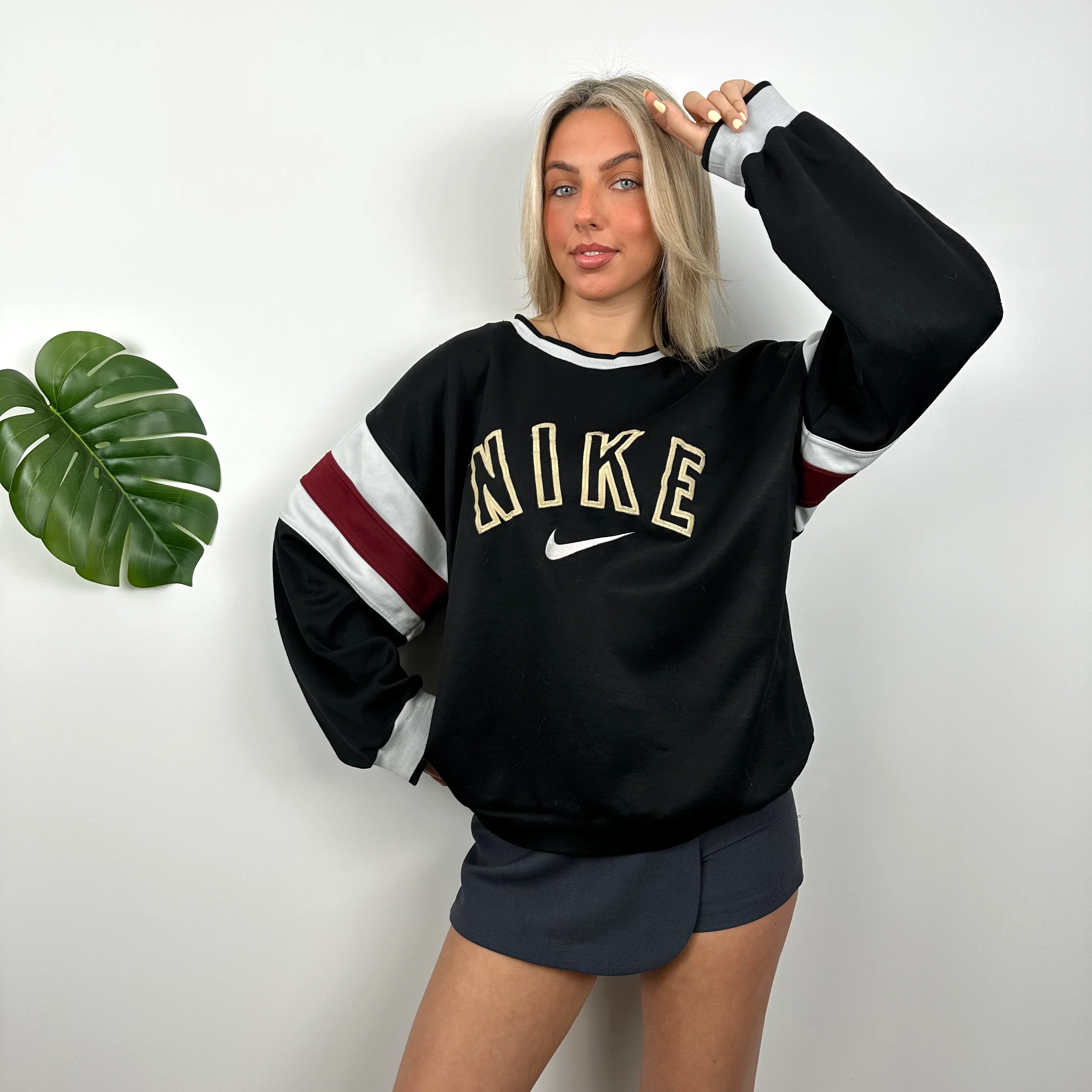 Nike Black Embroidered Spell Out Sweatshirt (M) - Image 2