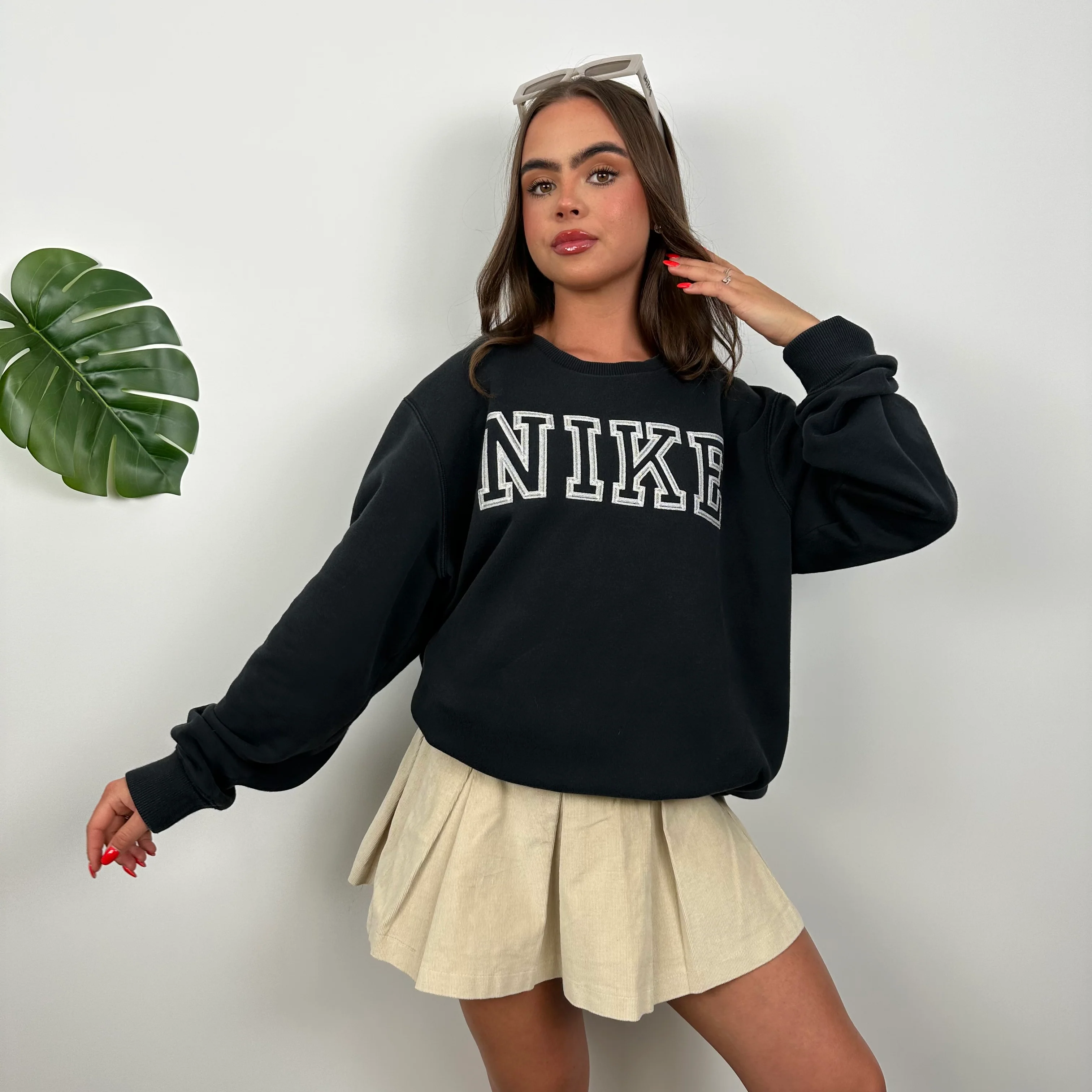Nike Black Embroidered Spell Out Sweatshirt (M) - Image 5