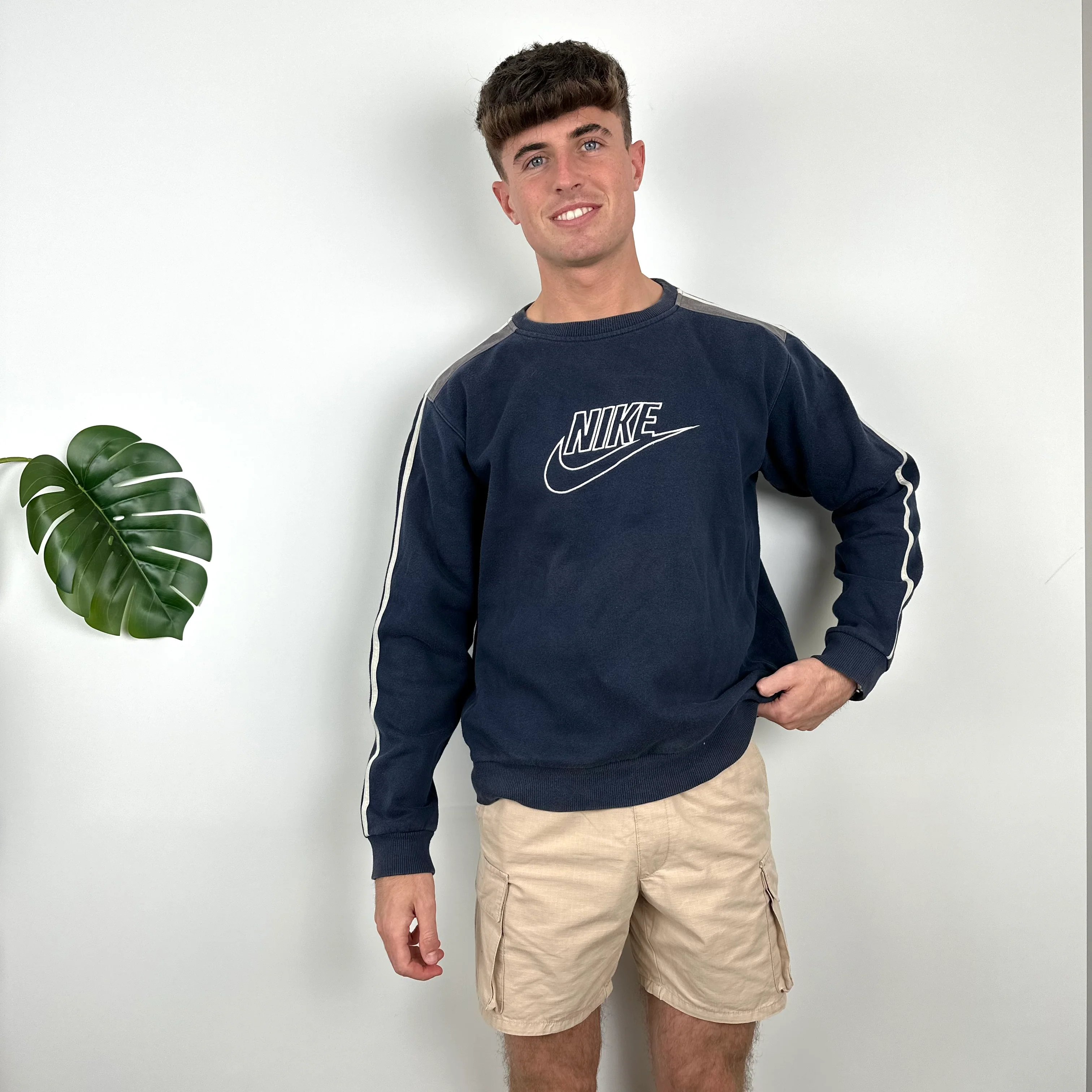 Nike Navy Embroidered Spell Out Sweatshirt (L) - Image 3