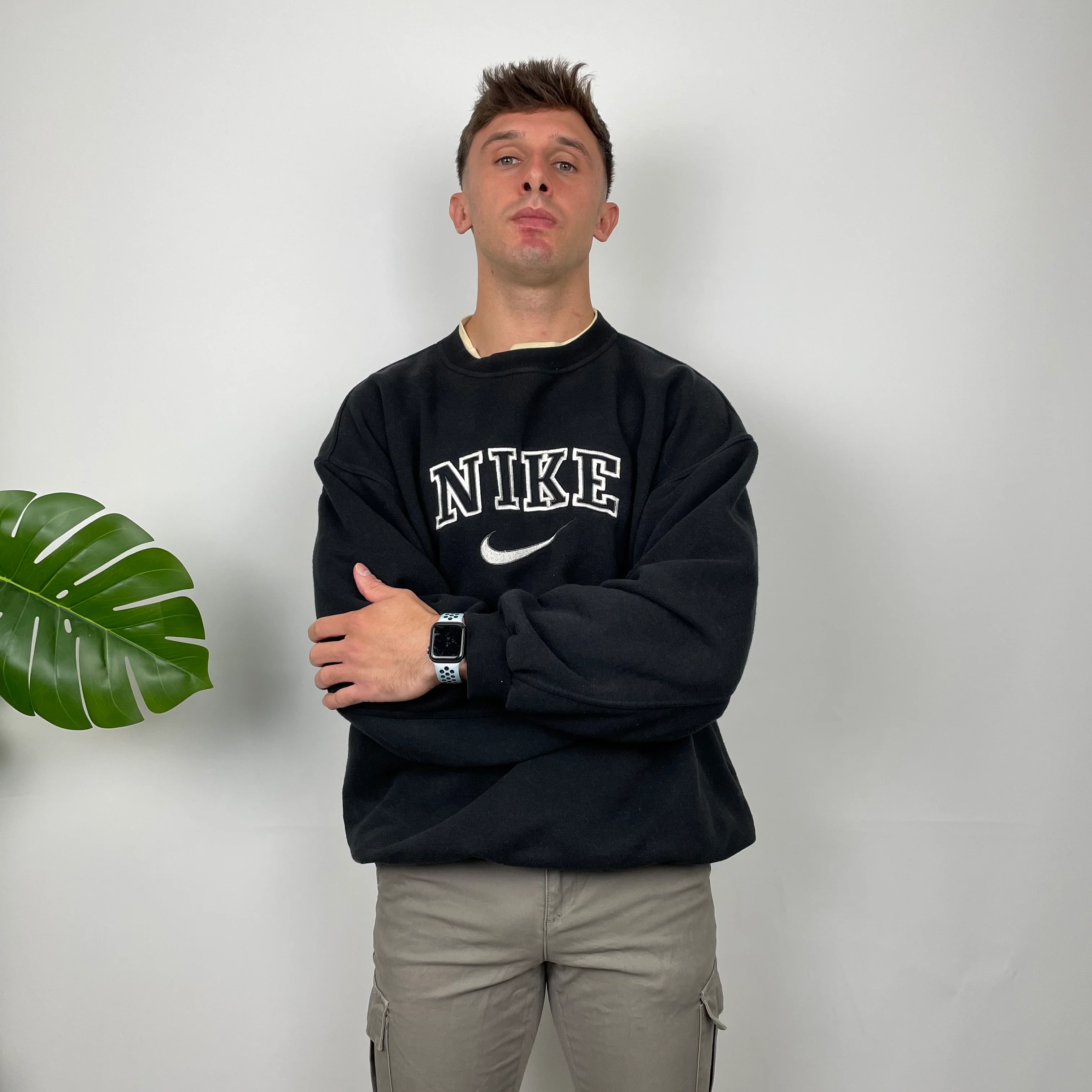 Nike Black Embroidered Spell Out Sweatshirt (L) - Image 3