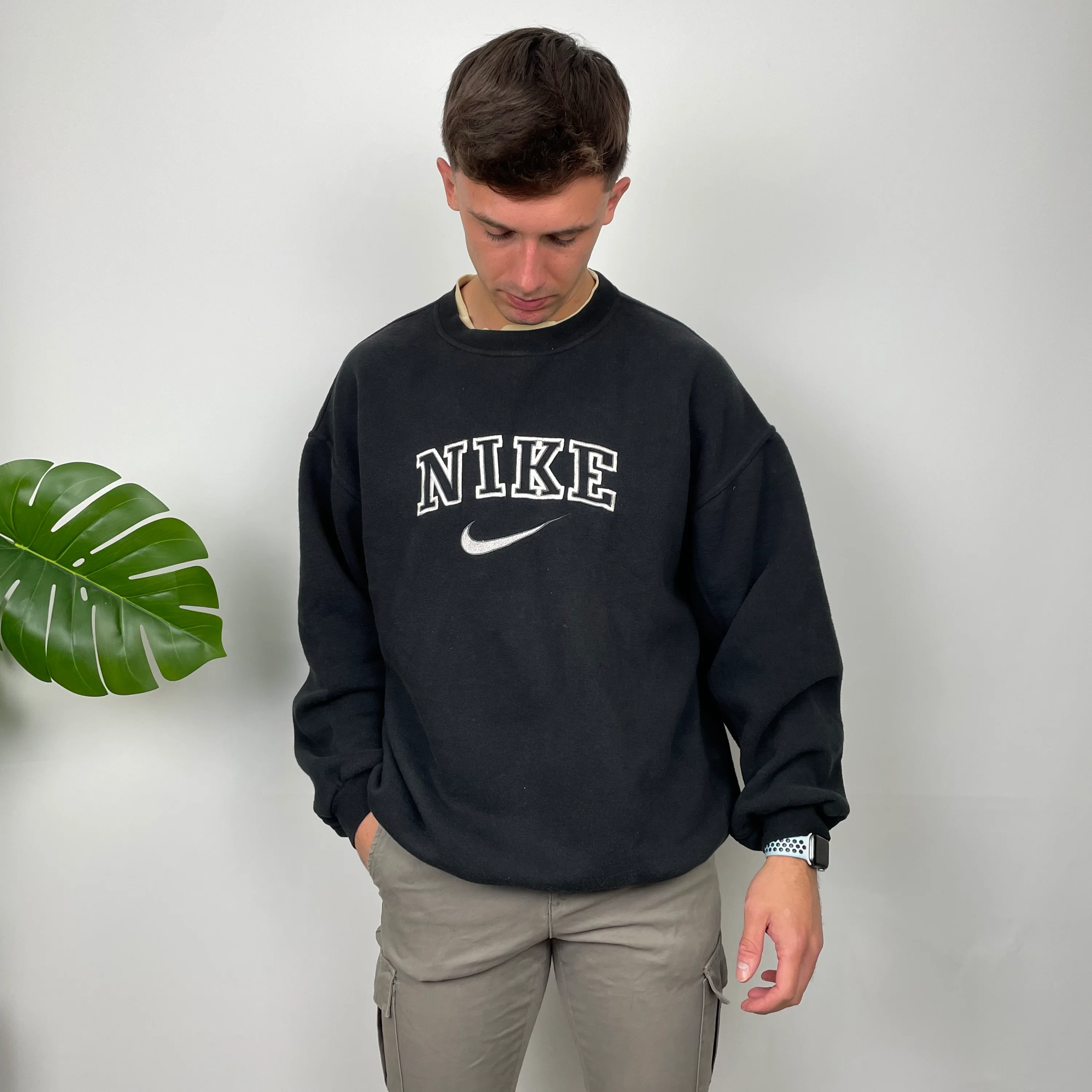 Nike Black Embroidered Spell Out Sweatshirt (L) - Image 4