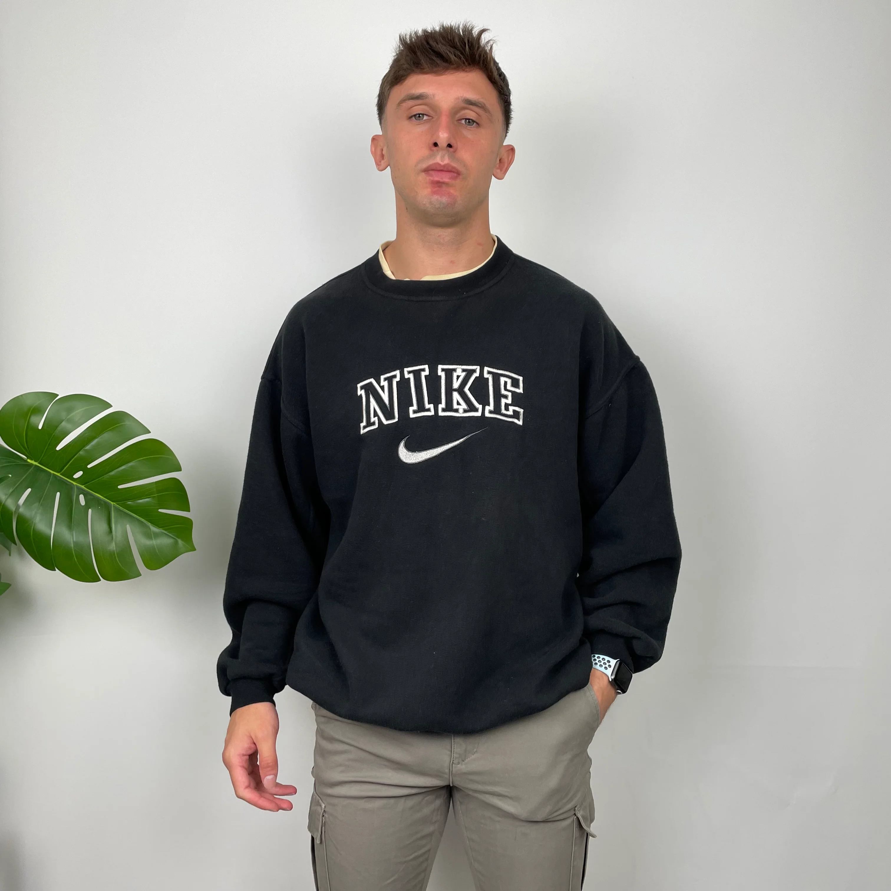Nike Black Embroidered Spell Out Sweatshirt (L) - Image 5