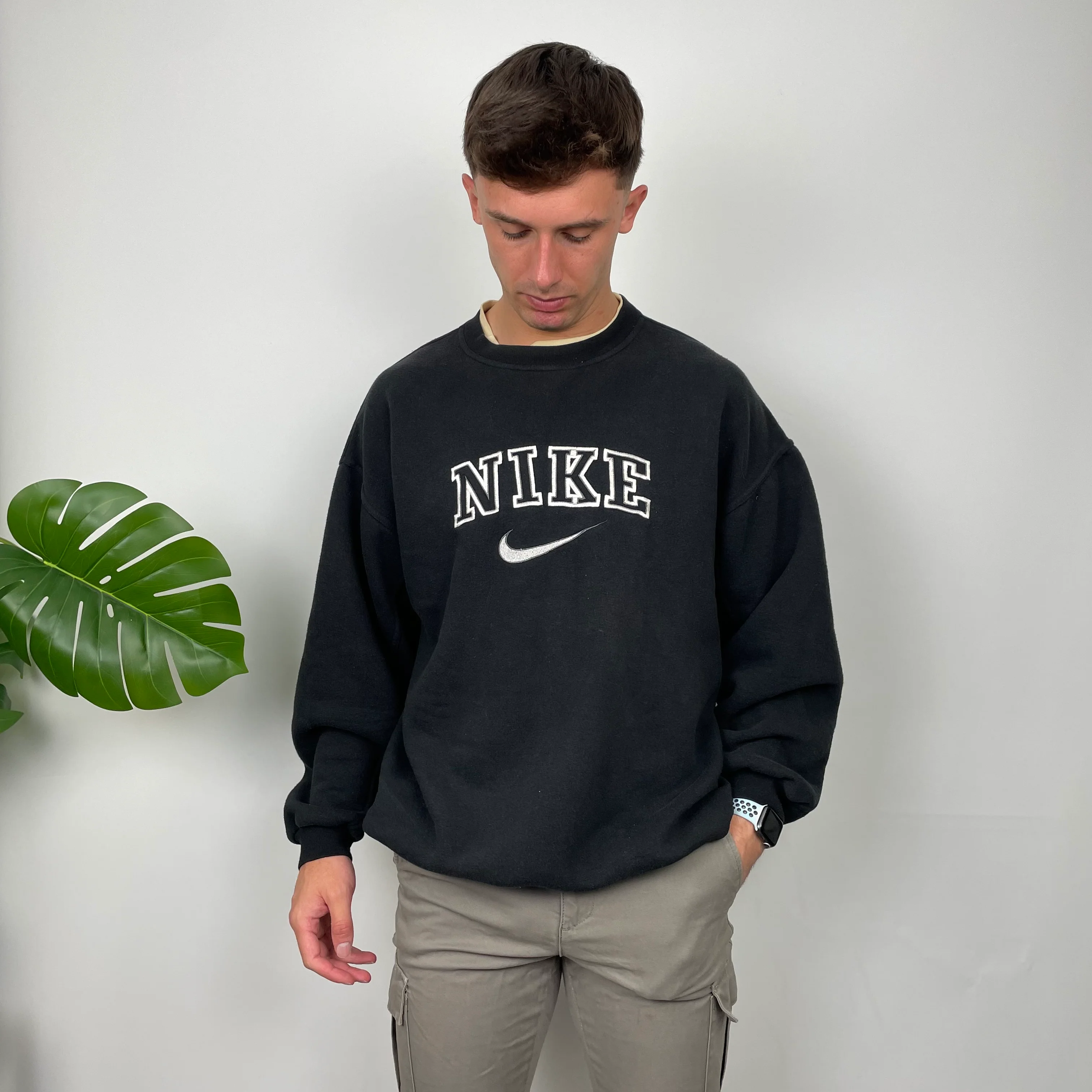 Nike Black Embroidered Spell Out Sweatshirt (L) - Image 6