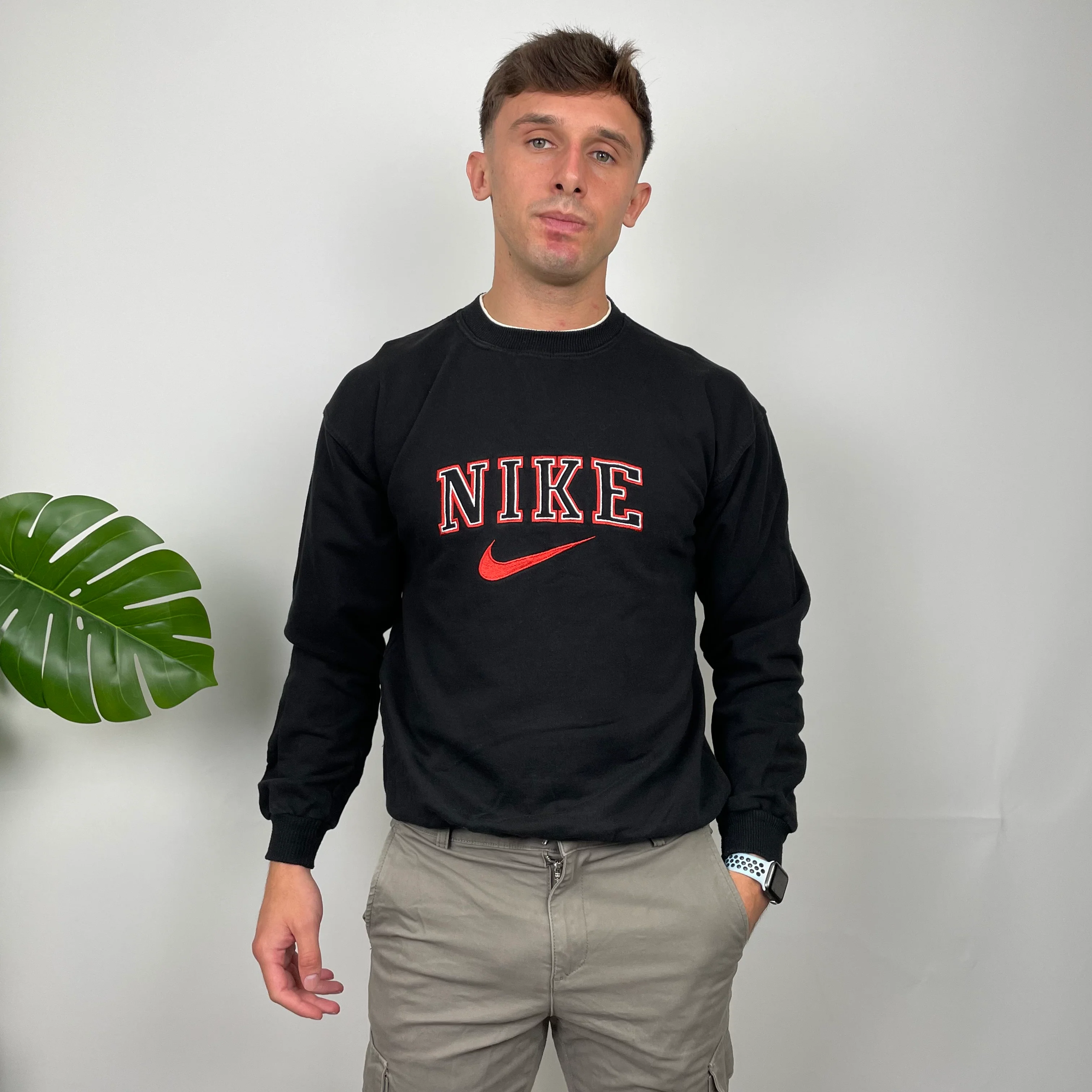 Nike Black Embroidered Spell Out Sweatshirt (L) - Image 3
