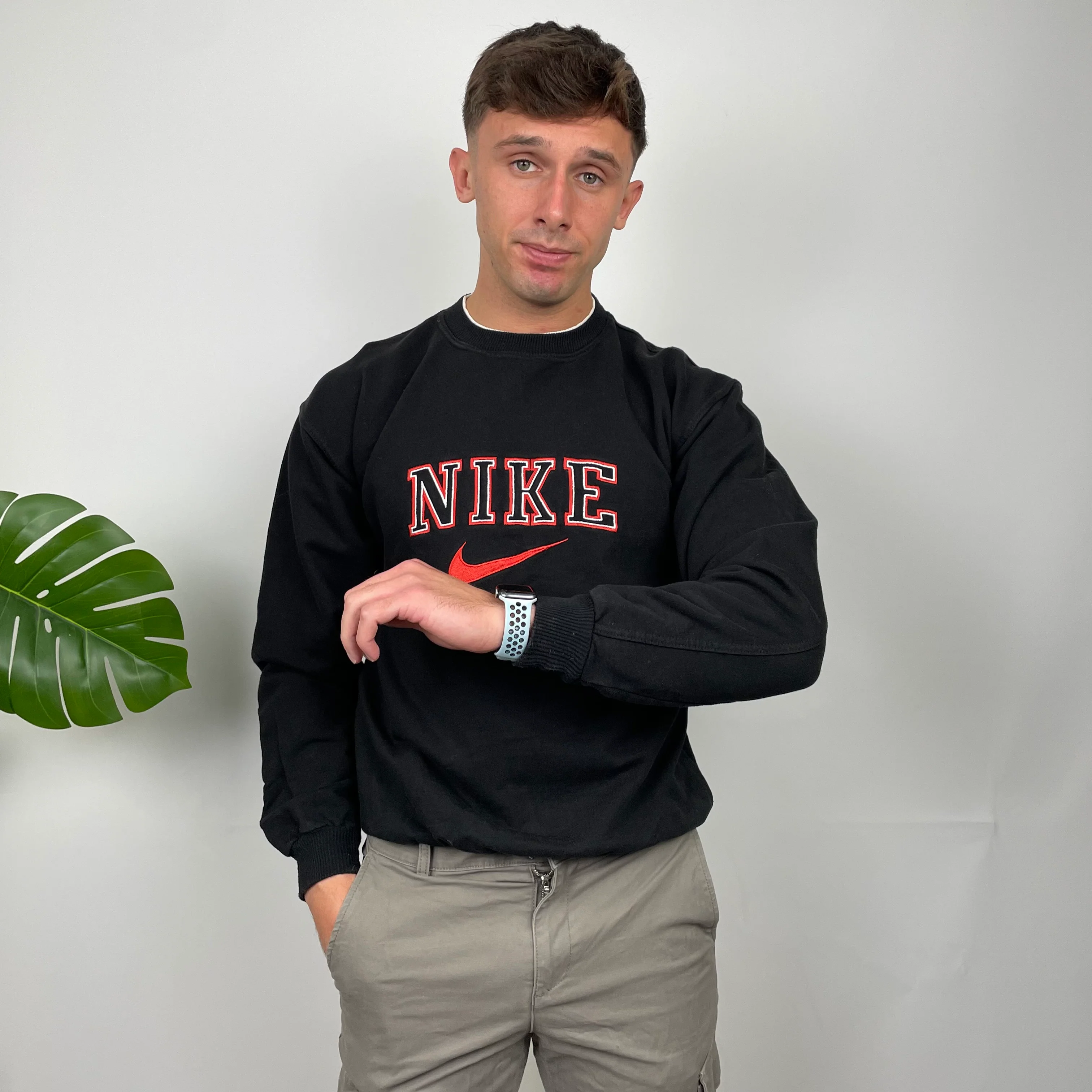 Nike Black Embroidered Spell Out Sweatshirt (L) - Image 4