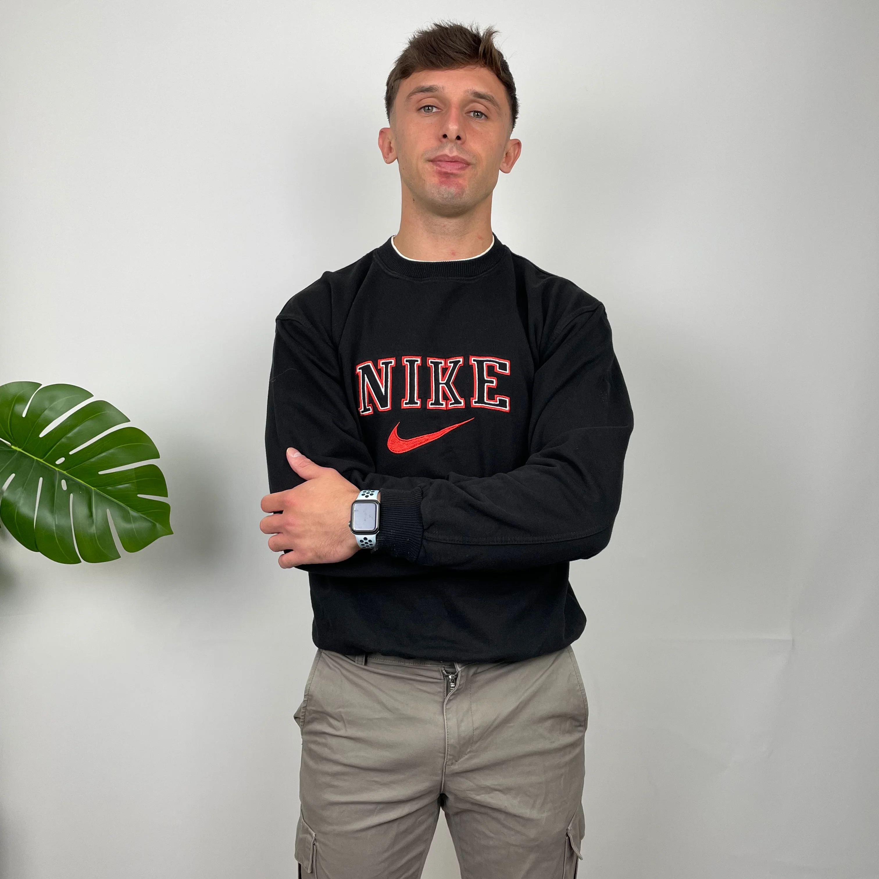 Nike Black Embroidered Spell Out Sweatshirt (L) - Image 6