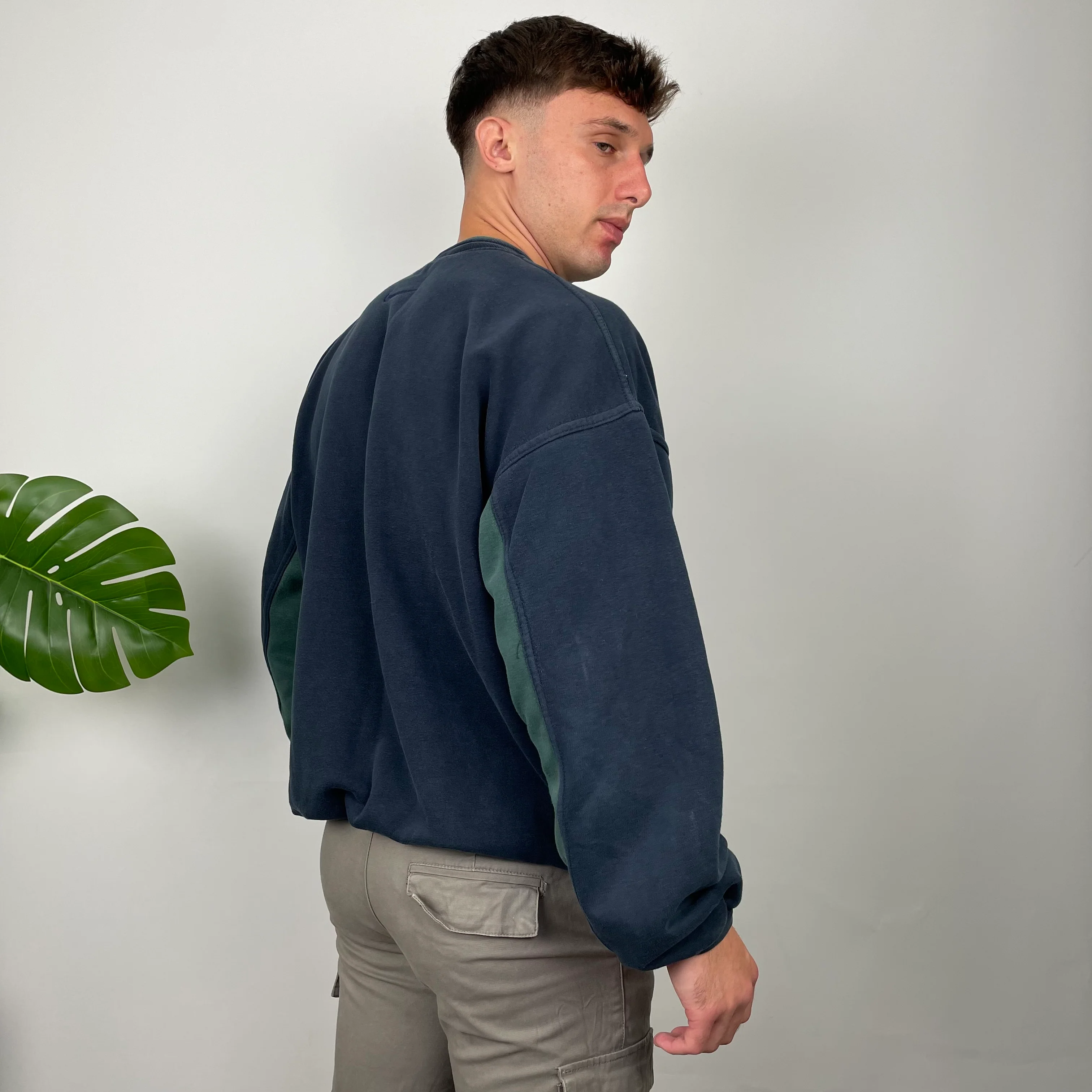 Nike Navy Embroidered Spell Out Sweatshirt (L) - Image 4