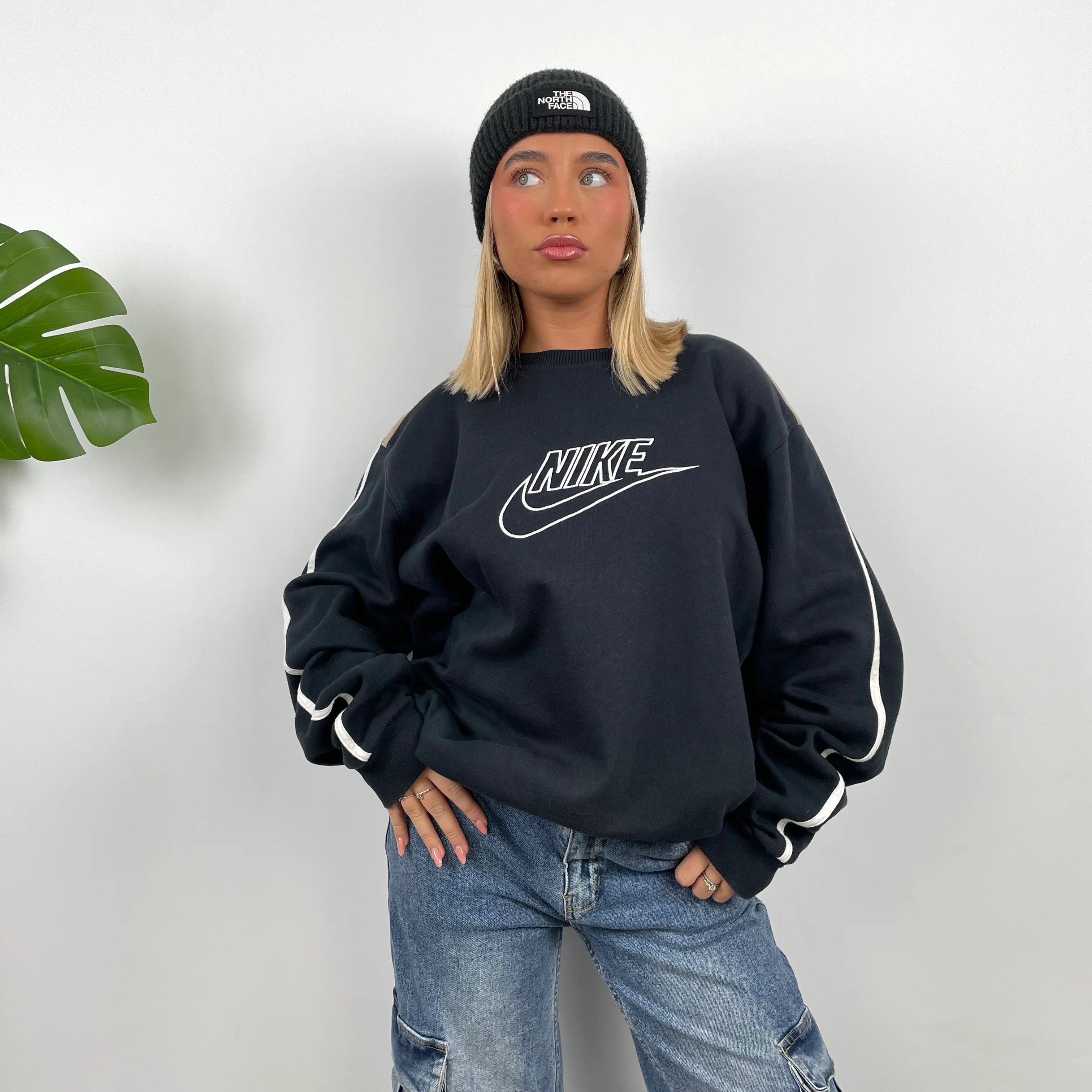Nike Black Embroidered Spell Out Sweatshirt (XL) - Image 2
