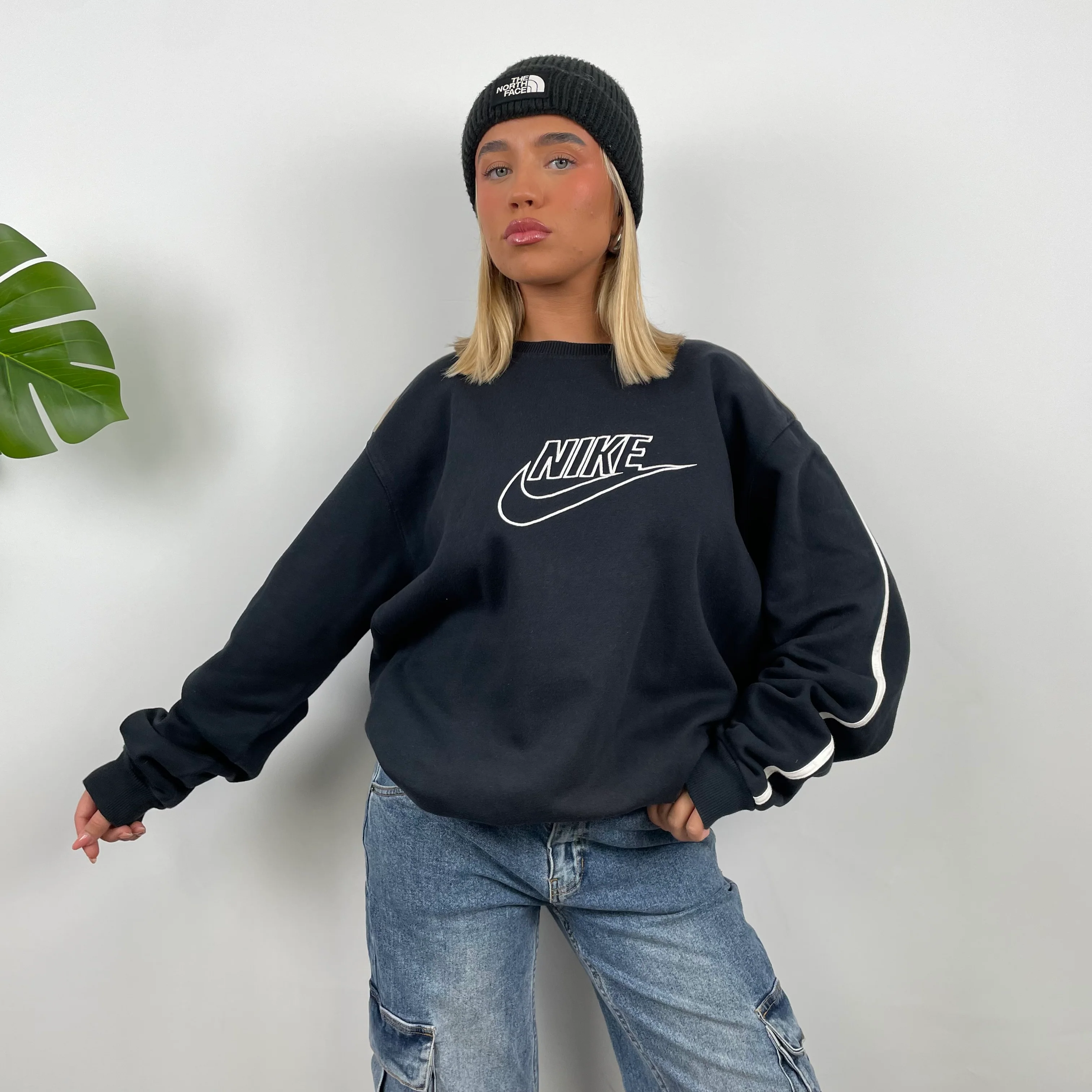 Nike Black Embroidered Spell Out Sweatshirt (XL) - Image 4