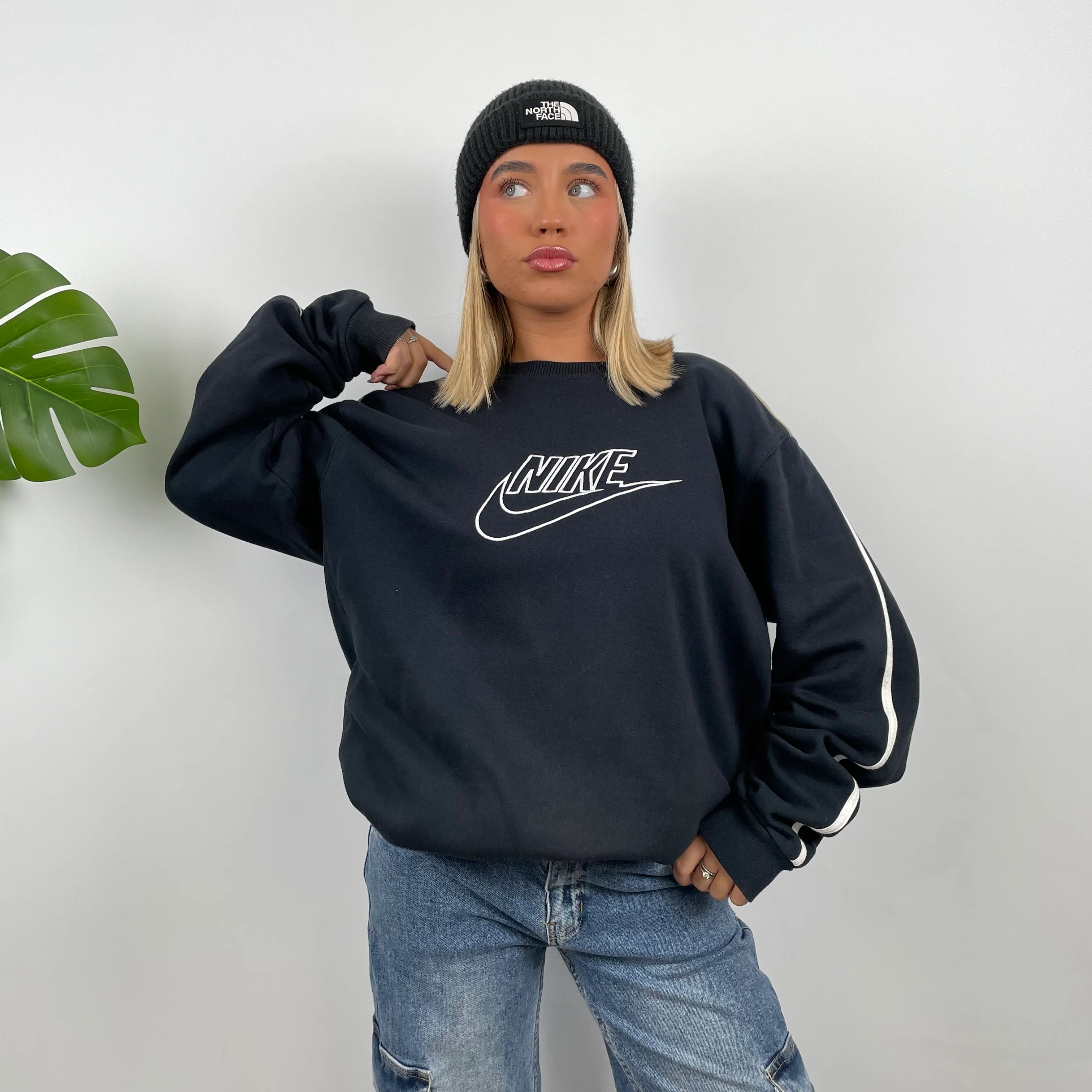 Nike Black Embroidered Spell Out Sweatshirt (XL) - Image 5