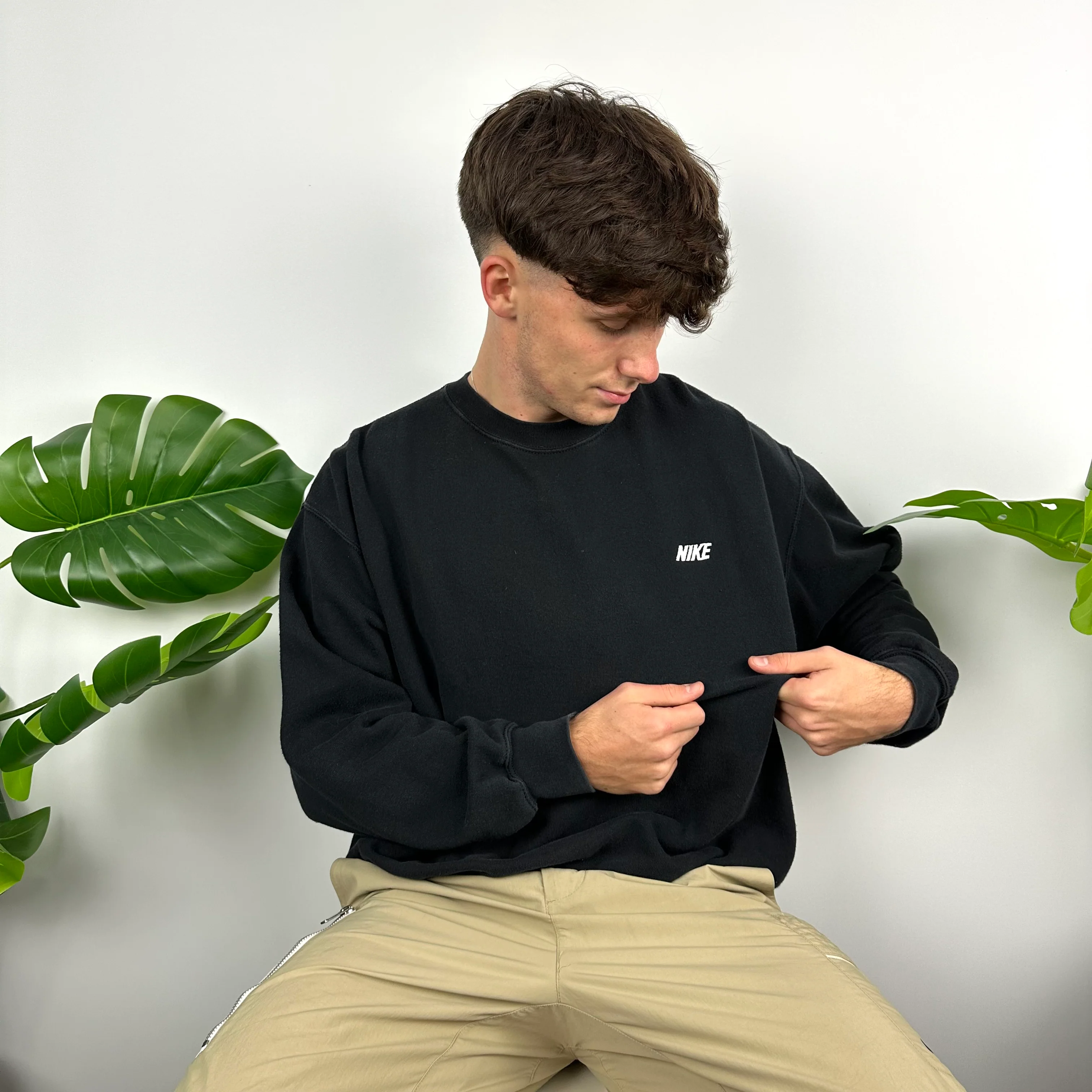 Nike Black Embroidered Spell Out Sweatshirt (L) - Image 6