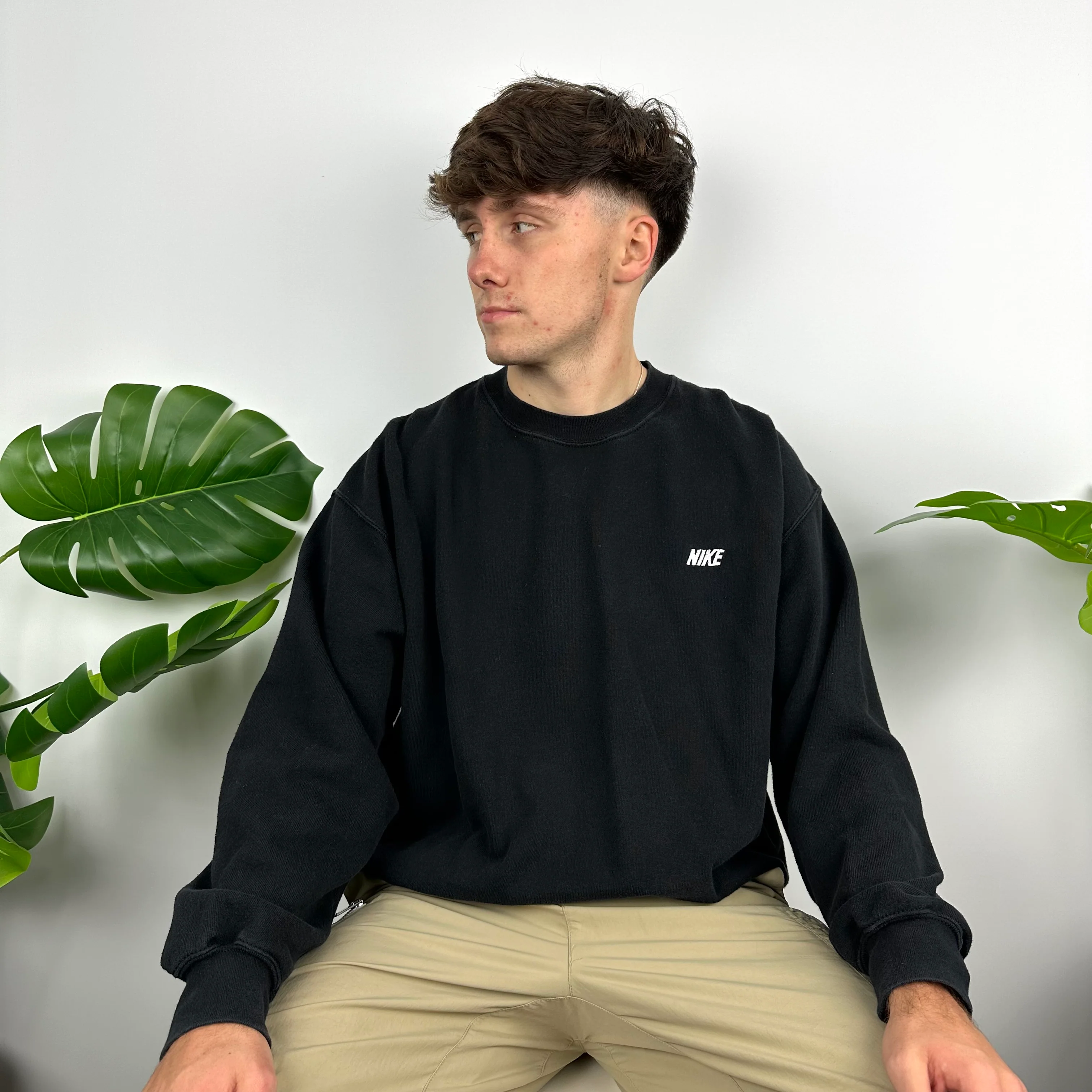 Nike Black Embroidered Spell Out Sweatshirt (L) - Image 8