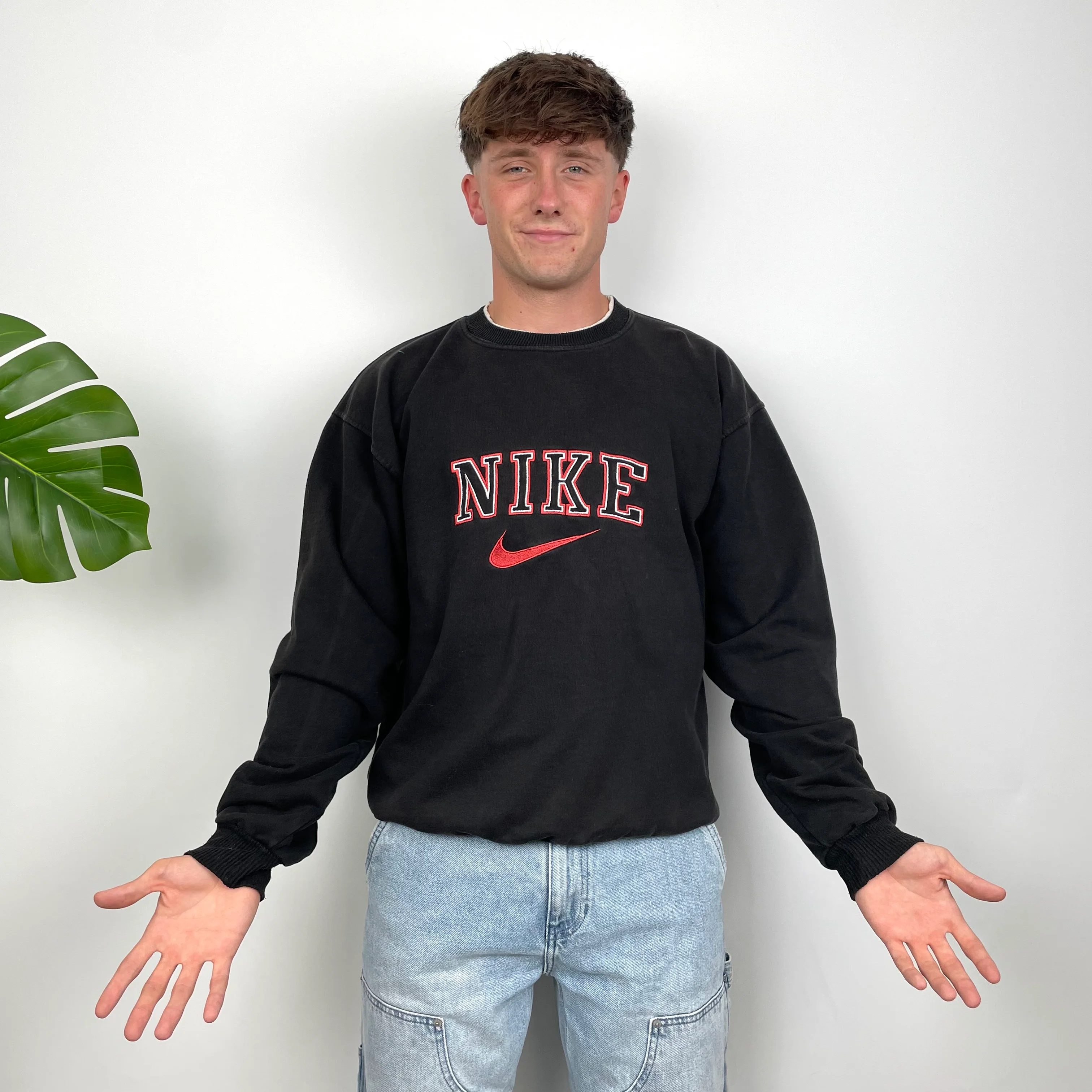 Nike Black Embroidered Spell Out Sweatshirt (L) - Image 2