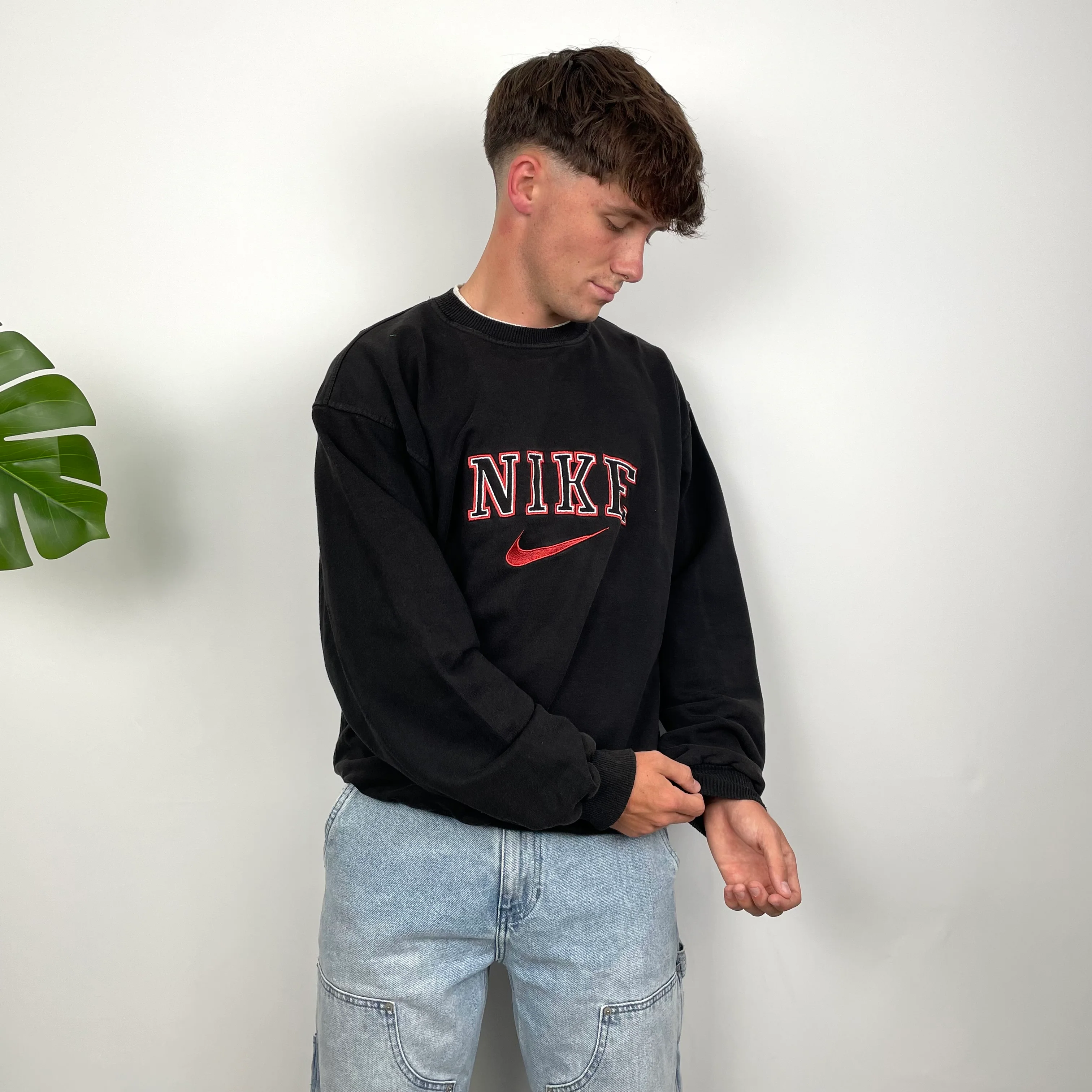 Nike Black Embroidered Spell Out Sweatshirt (L) - Image 3