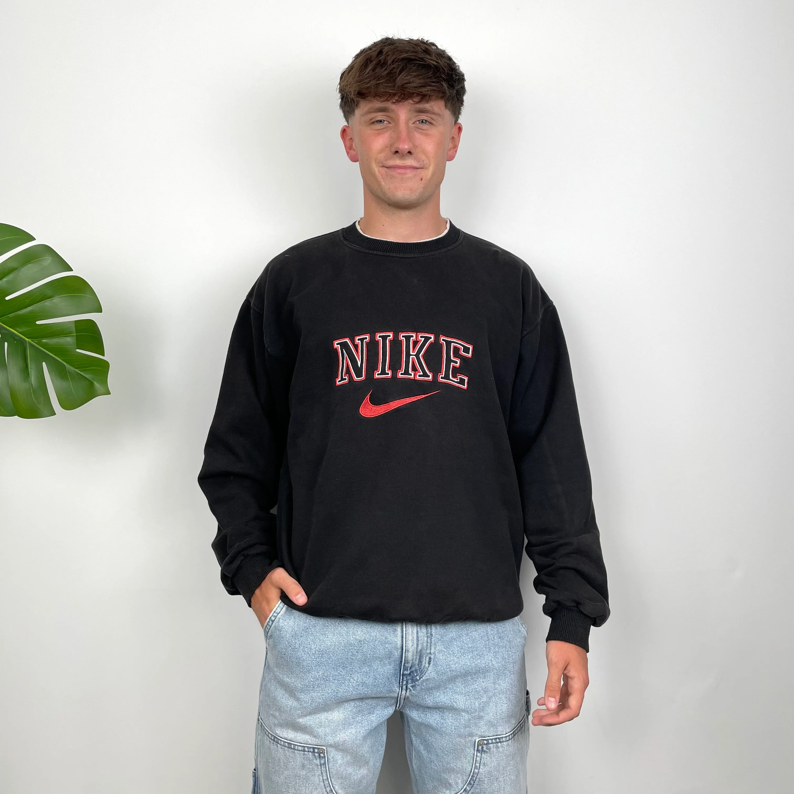 Nike Black Embroidered Spell Out Sweatshirt (L) - Image 5