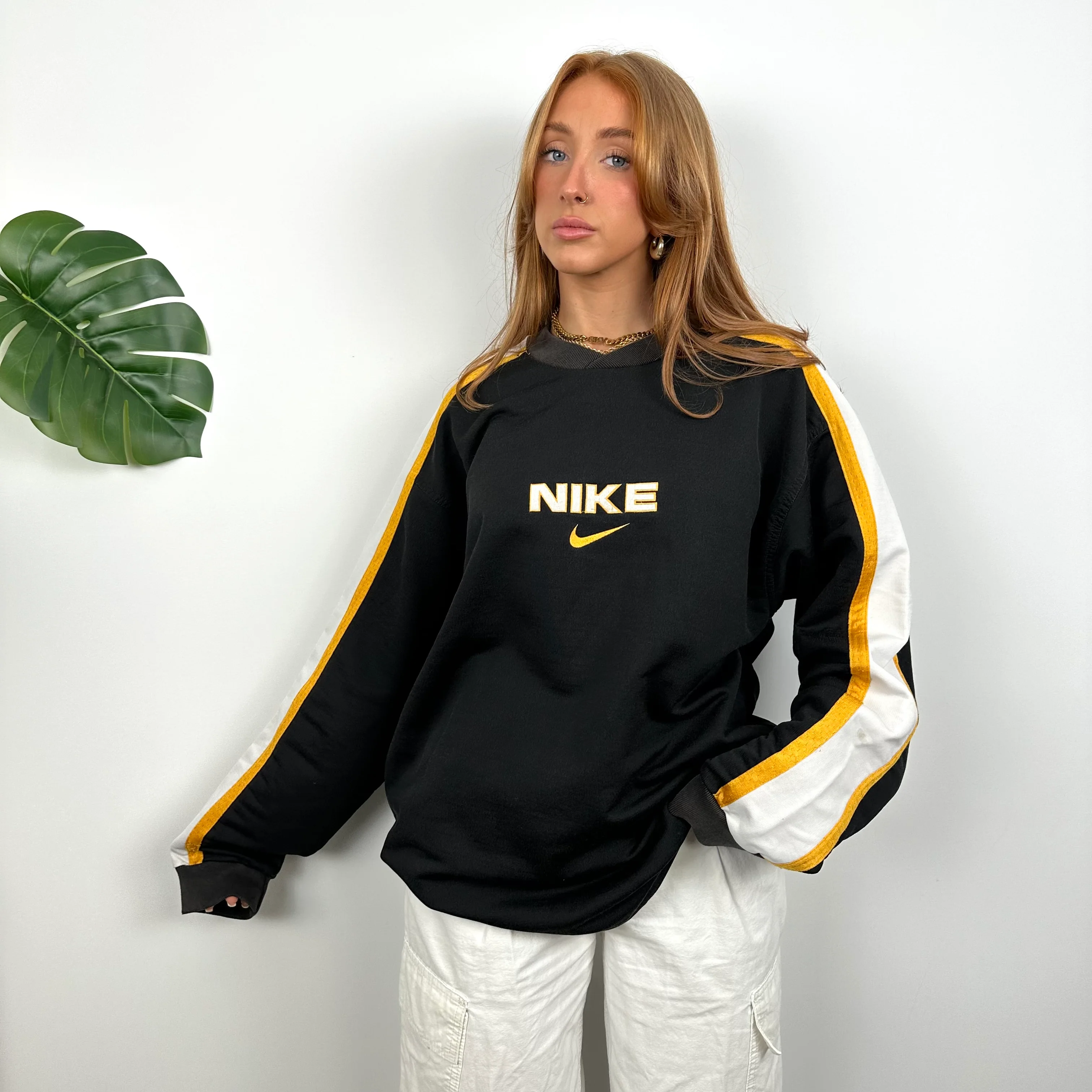 Nike Black Embroidered Spell Out Sweatshirt (XL) - Image 4