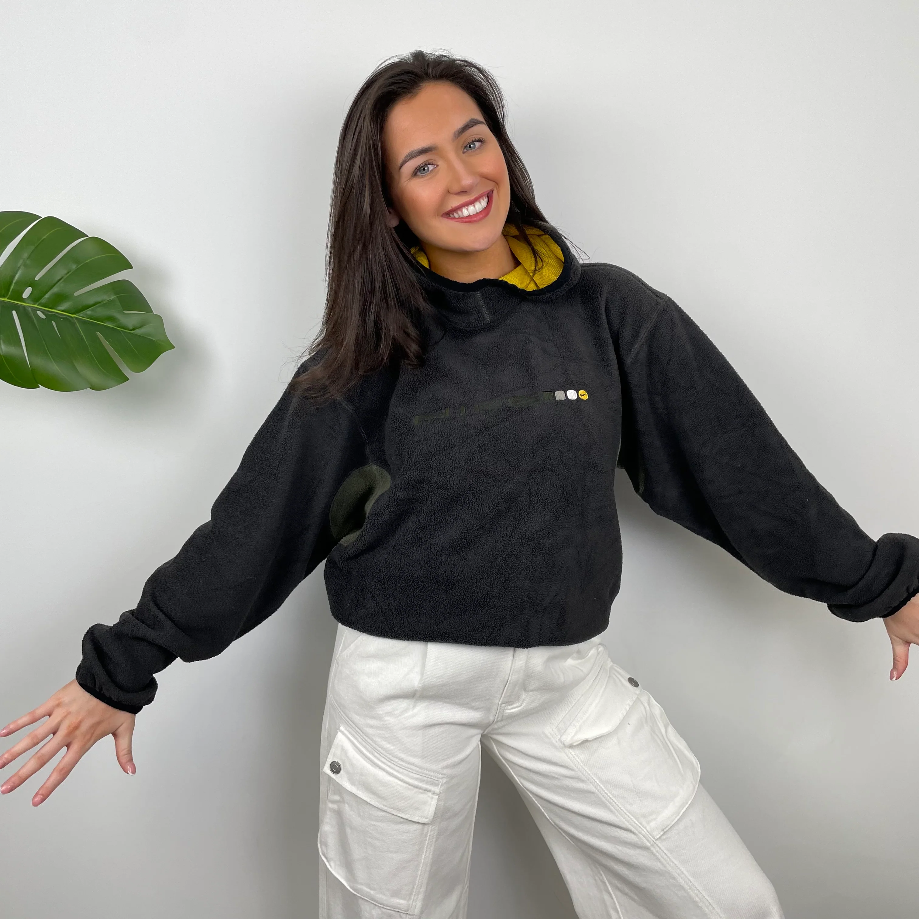 Nike Black Embroidered Spell Out Teddy Bear Fleece Hoodie (S) - Image 2