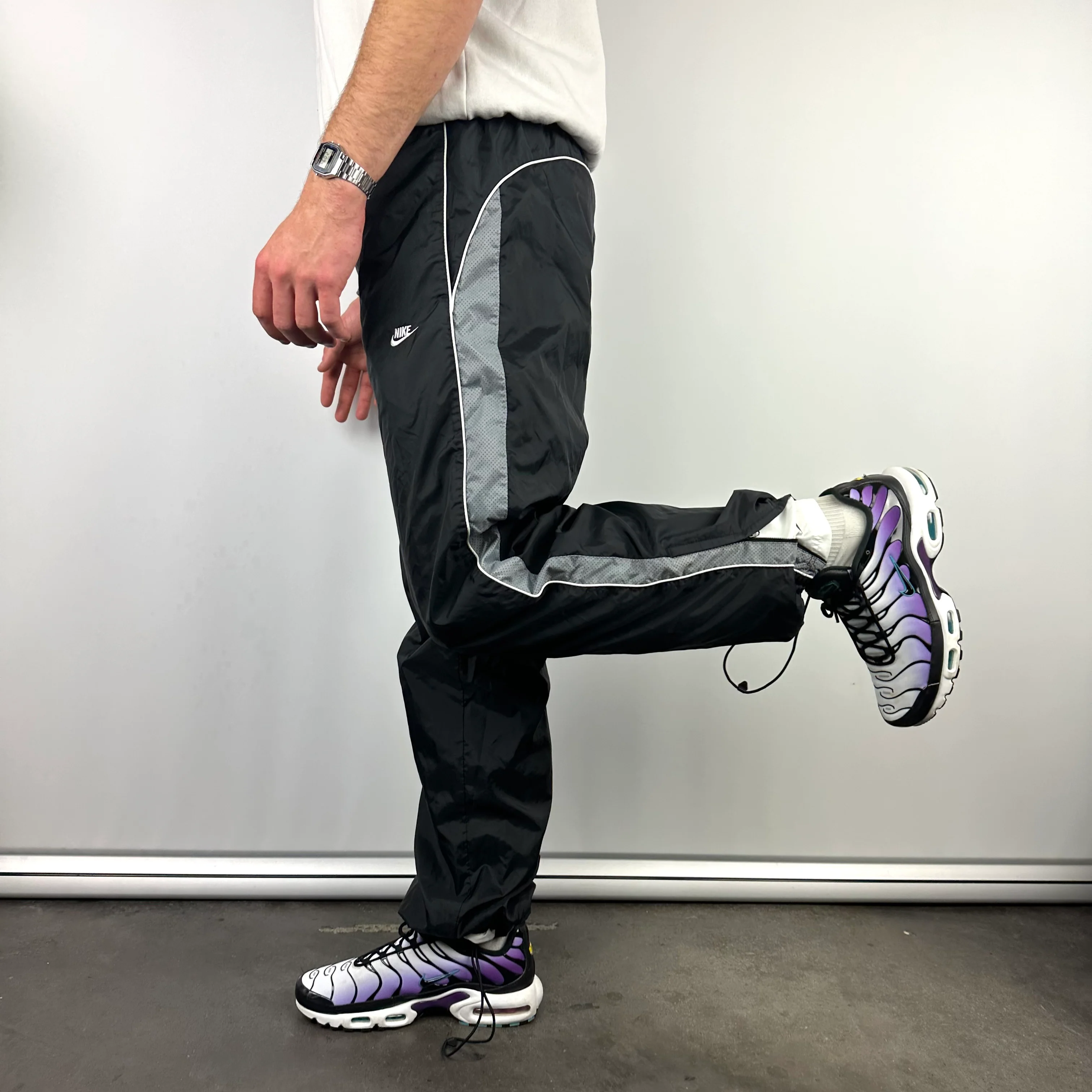 Nike Black Embroidered Spell Out Track Pants (L) - Image 2