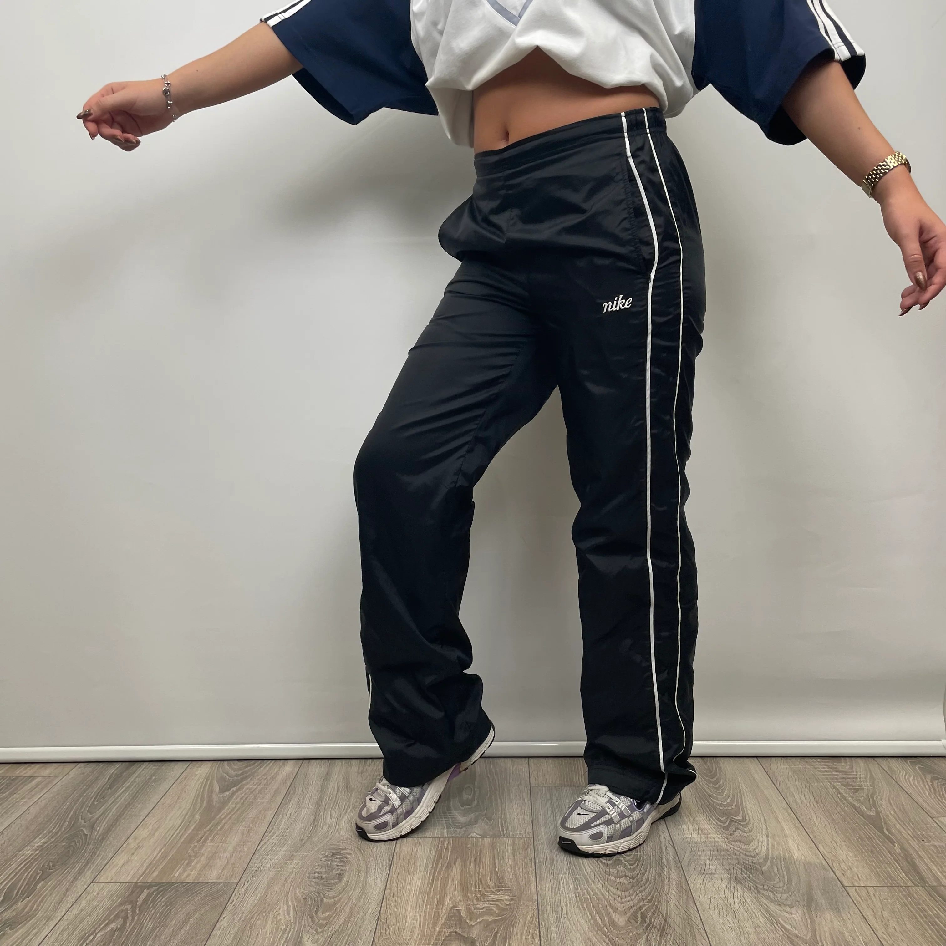 Nike Black Embroidered Spell Out Track Pants (S) - Image 2